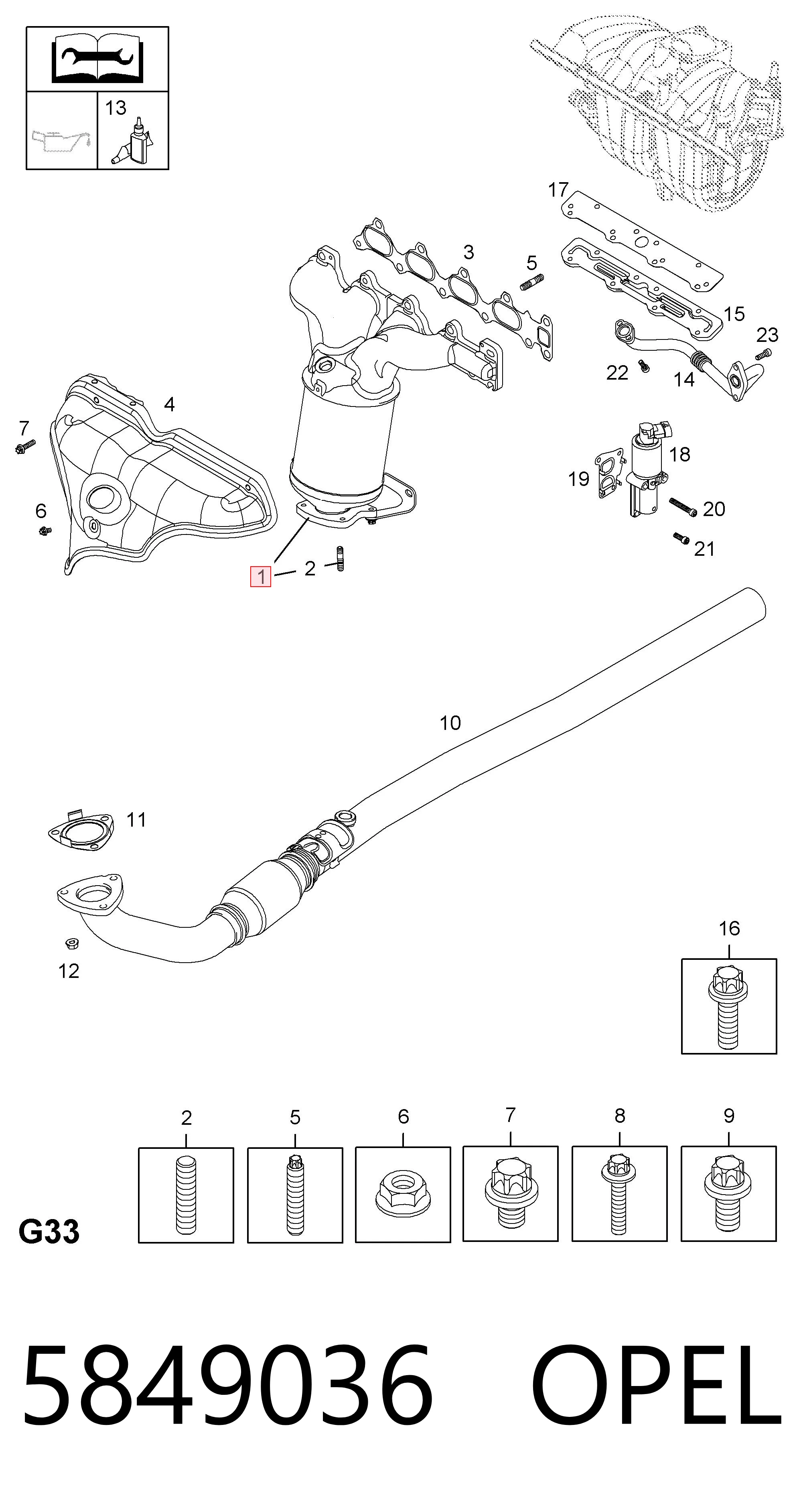Colector de escape 5849036 OPEL