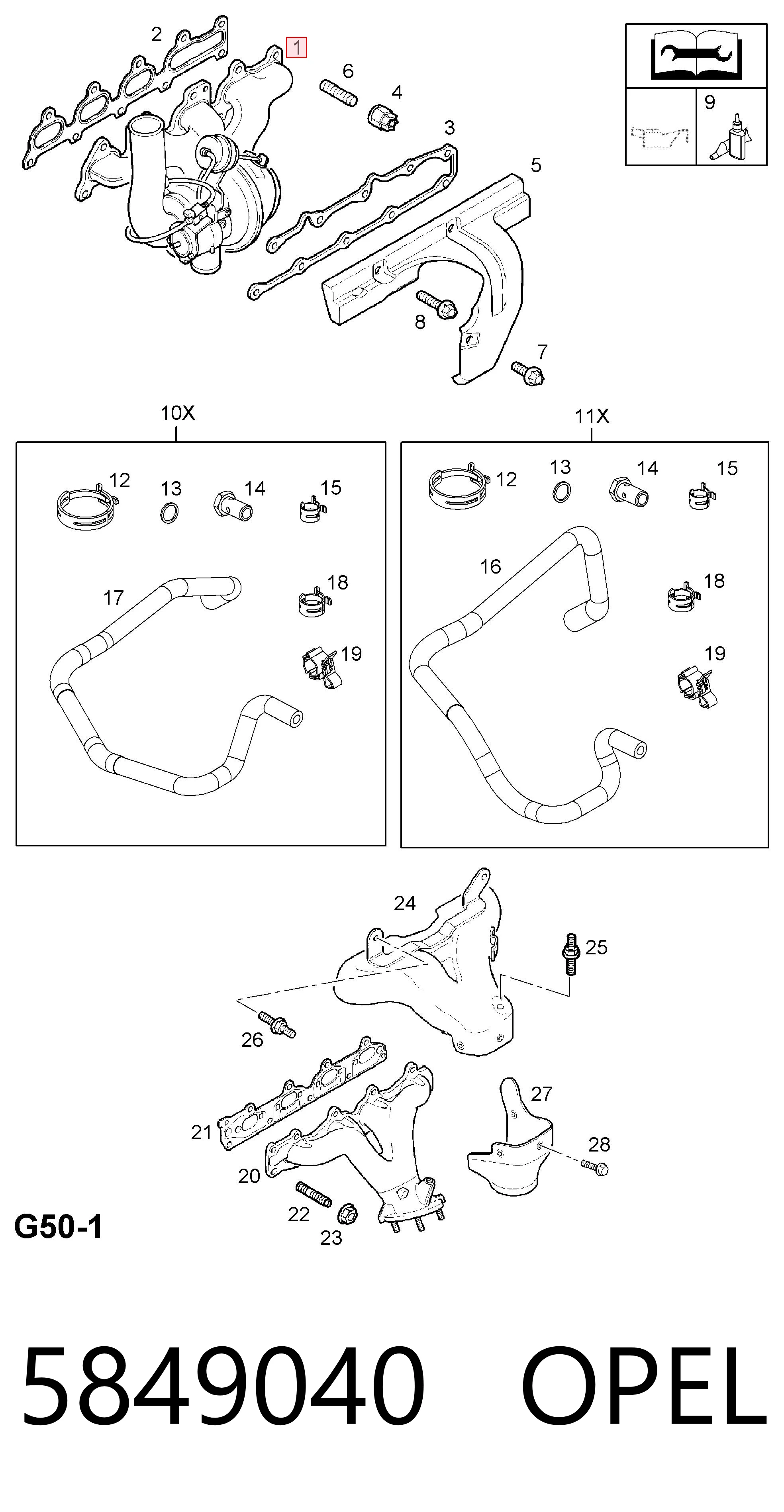 5849040 Opel Turbo para motor