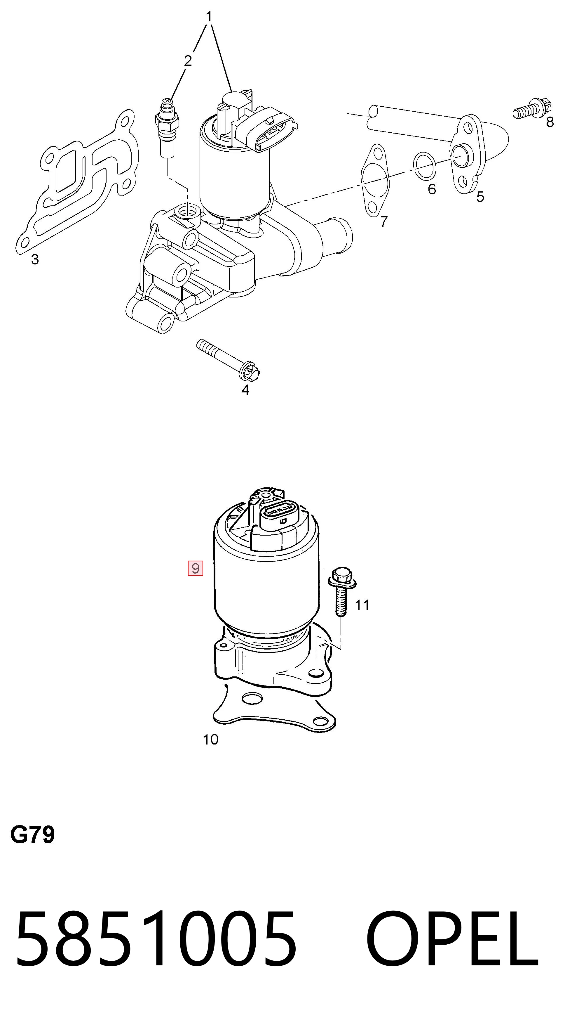 5851005 Opel Válvula EGR