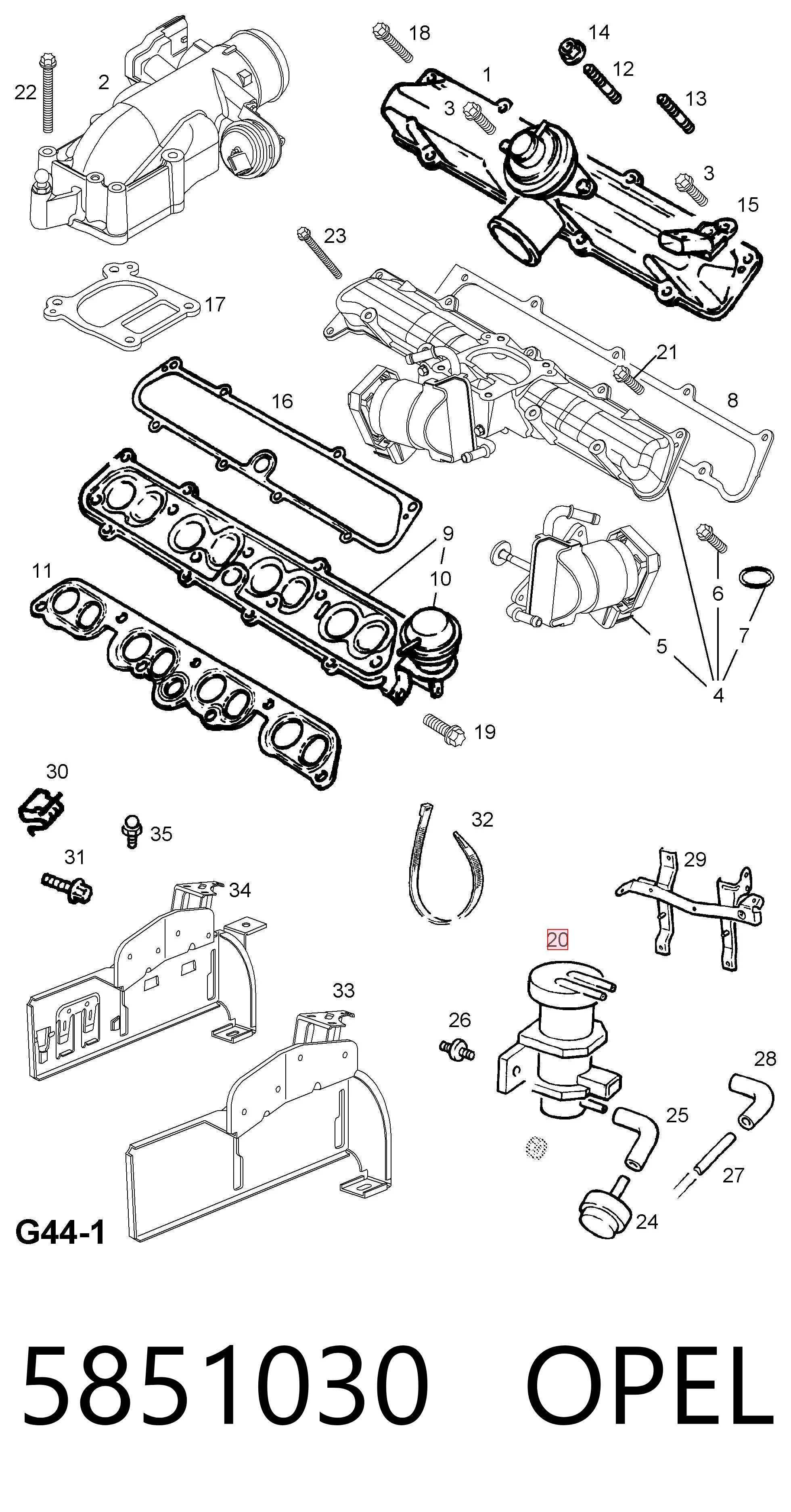 5851030 Opel Válvula solenoide de control de presión de sobrealimentación