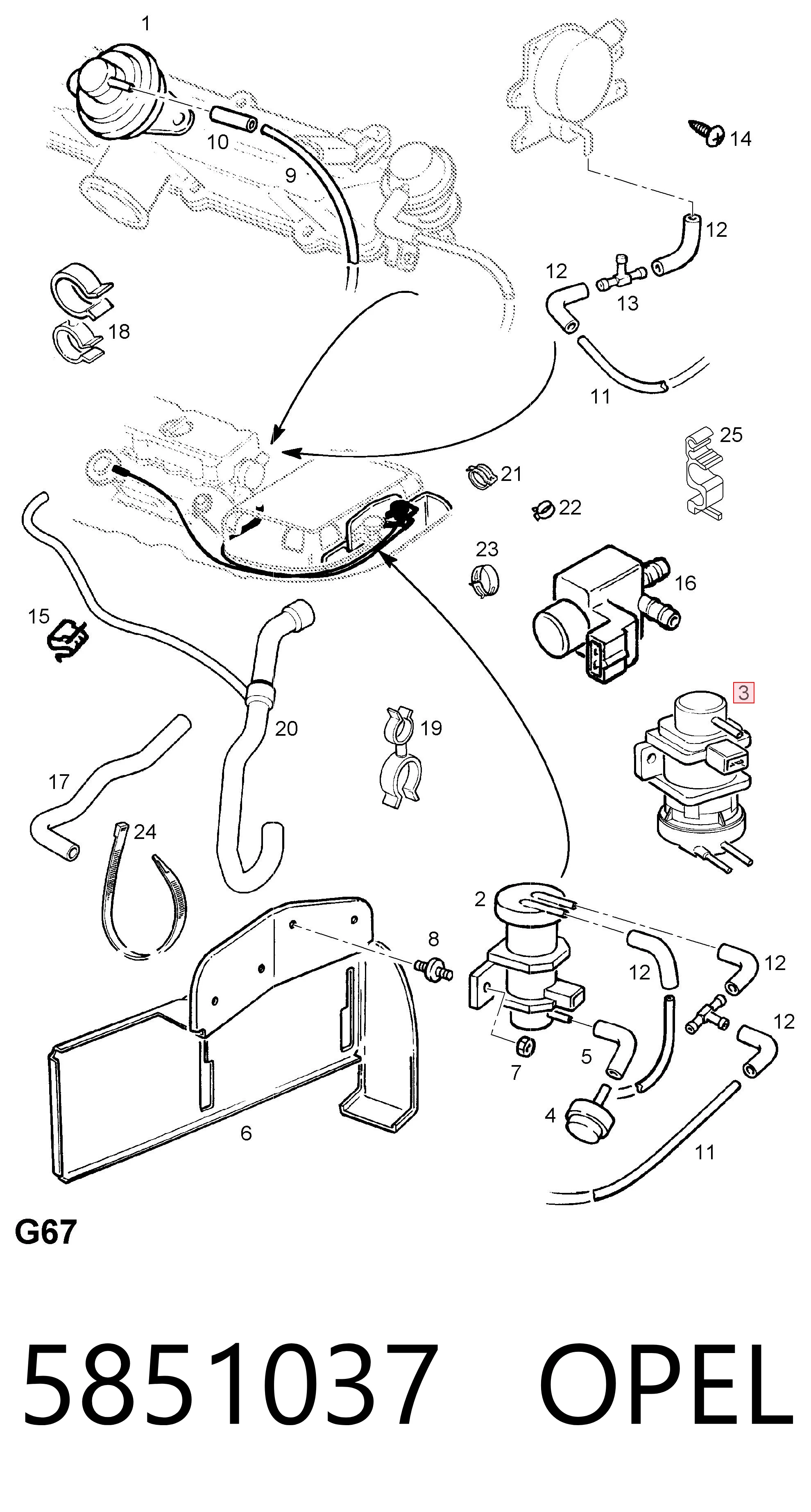5851037 Opel Válvula de solenoide de control de mariposa EGR