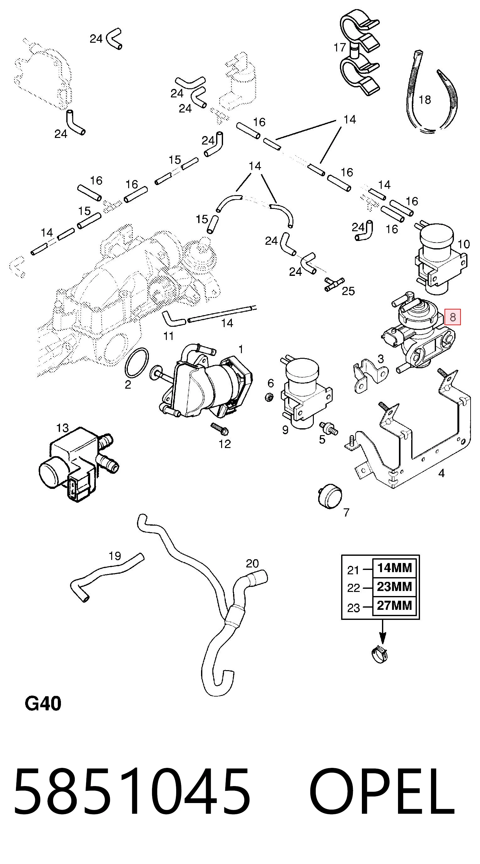 5851045 Opel Válvula solenoide de control de presión de sobrealimentación
