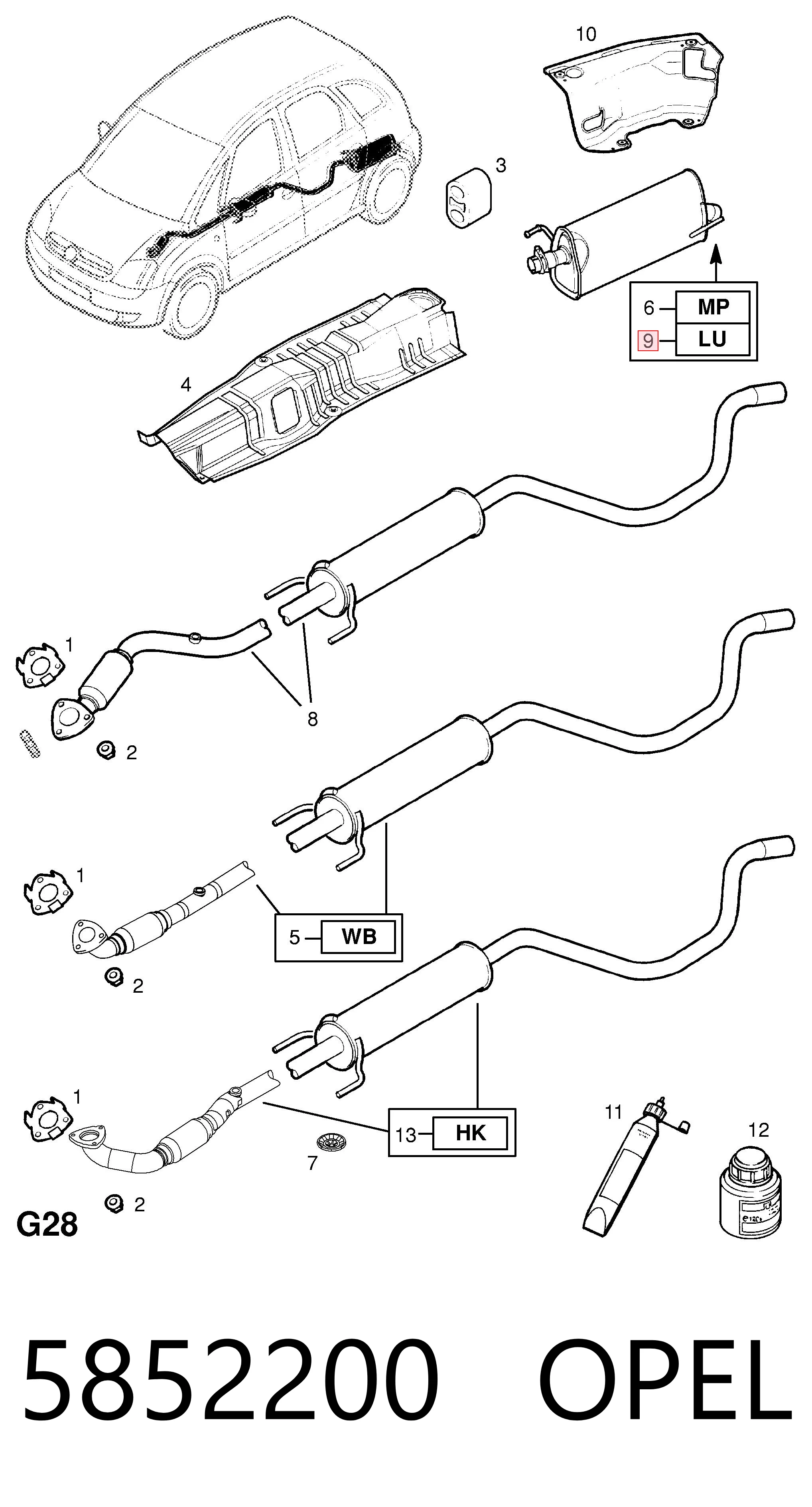 Silenciador trasero 5852200 OPEL
