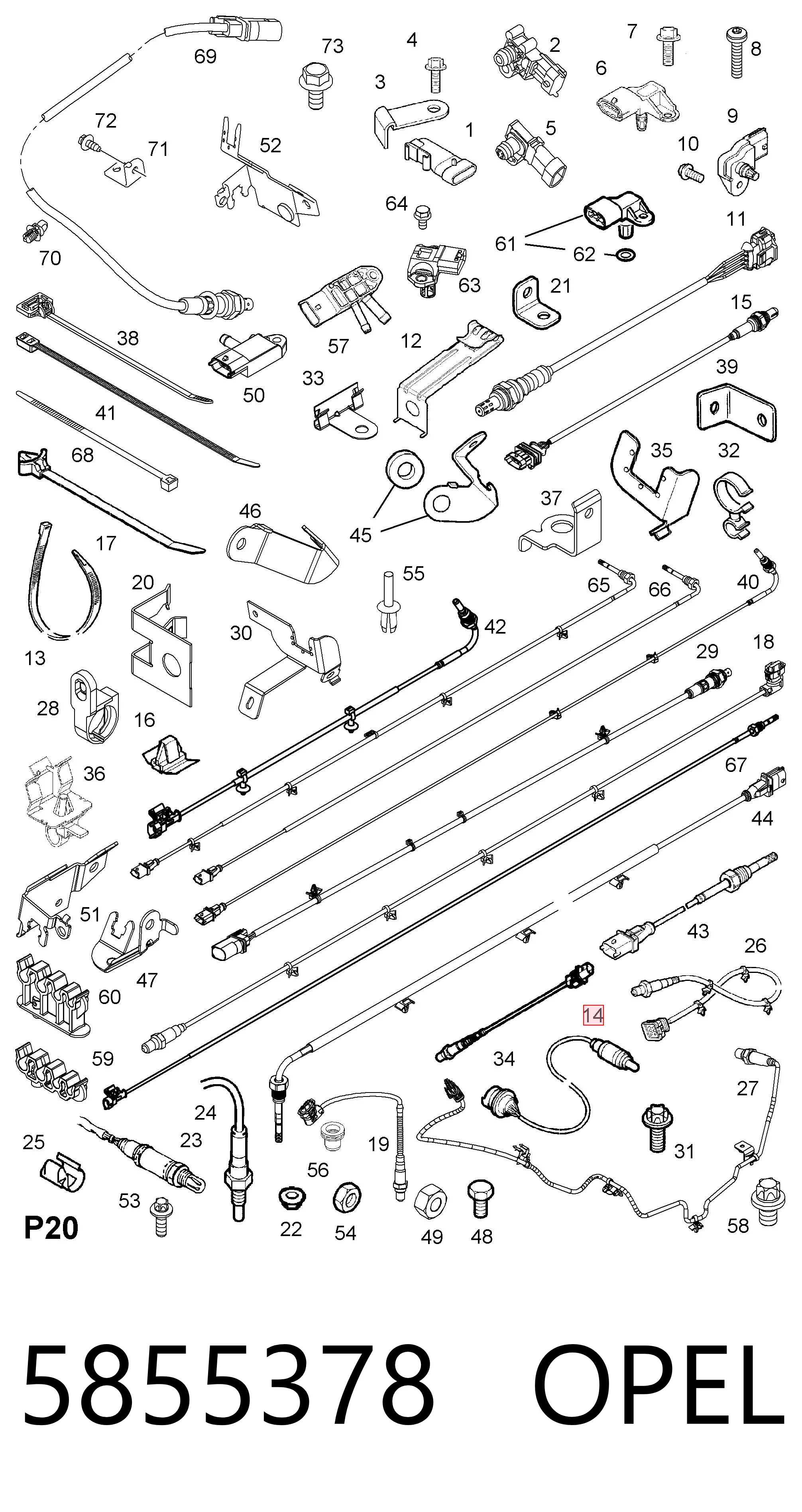 5855378 Opel Sonda lambda de oxígeno posterior al catalizador