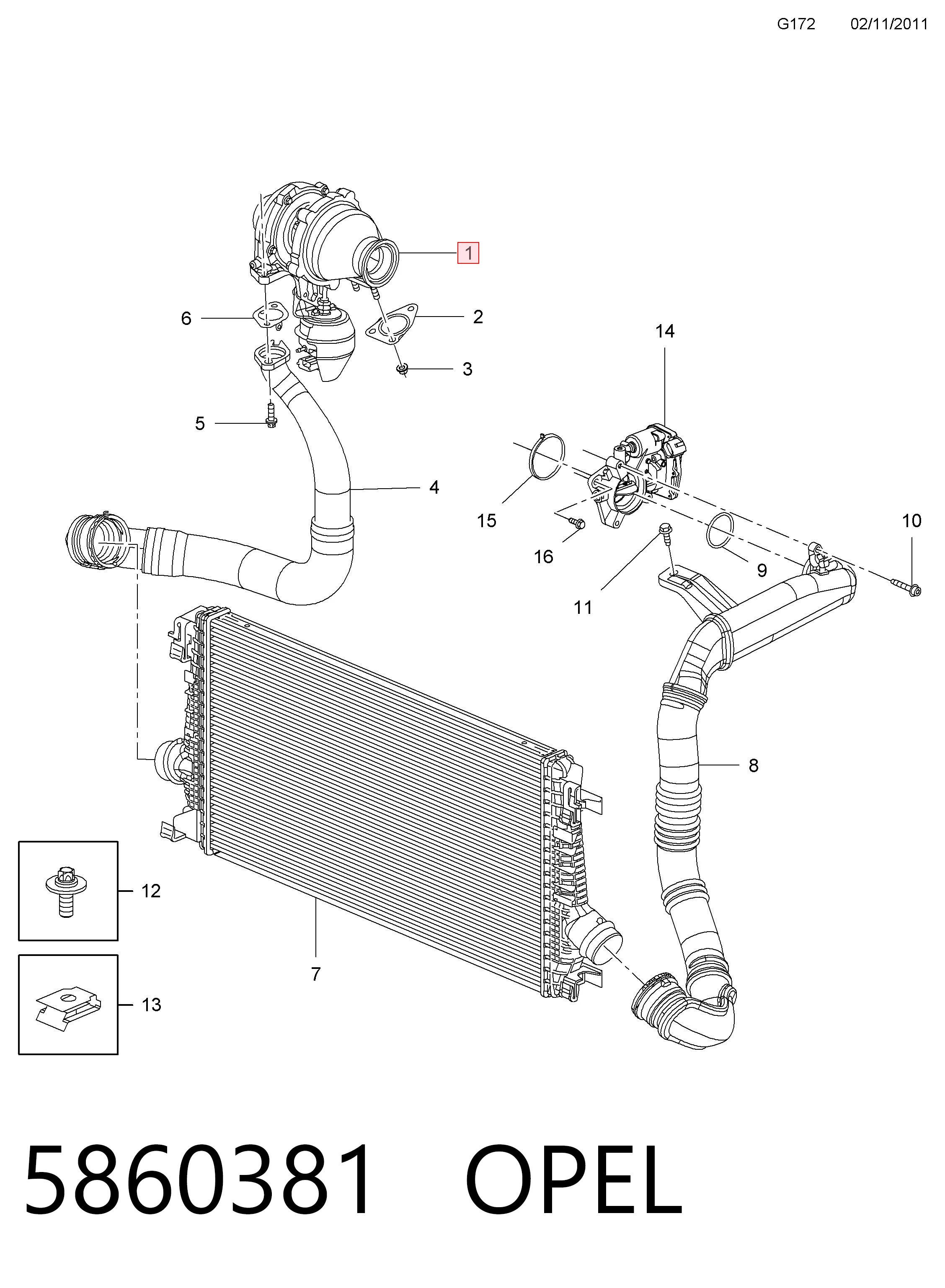 5860381 Opel Turbo para motor