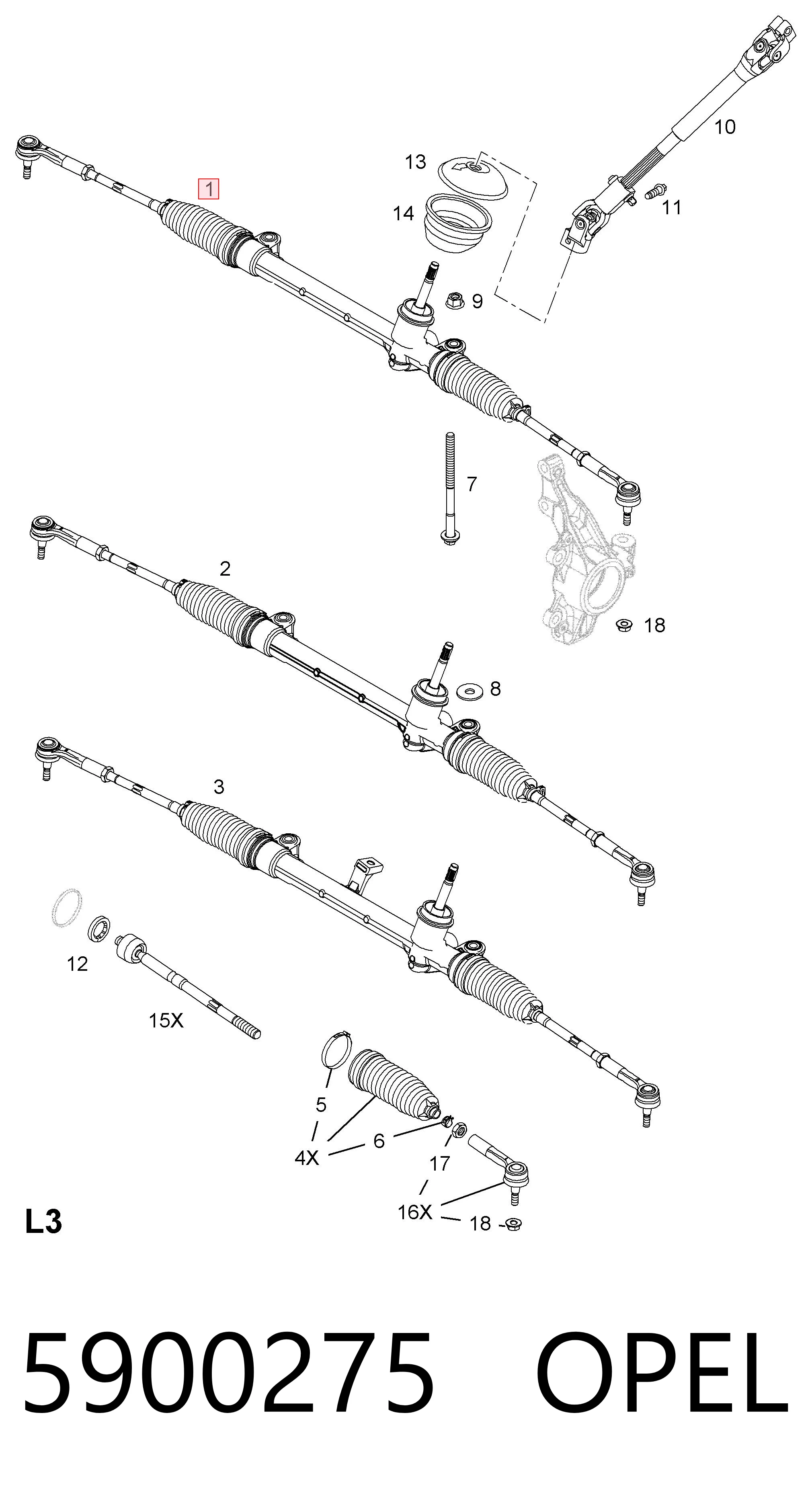 Cremallera caja de direccion Opel Corsa (2006-2015)