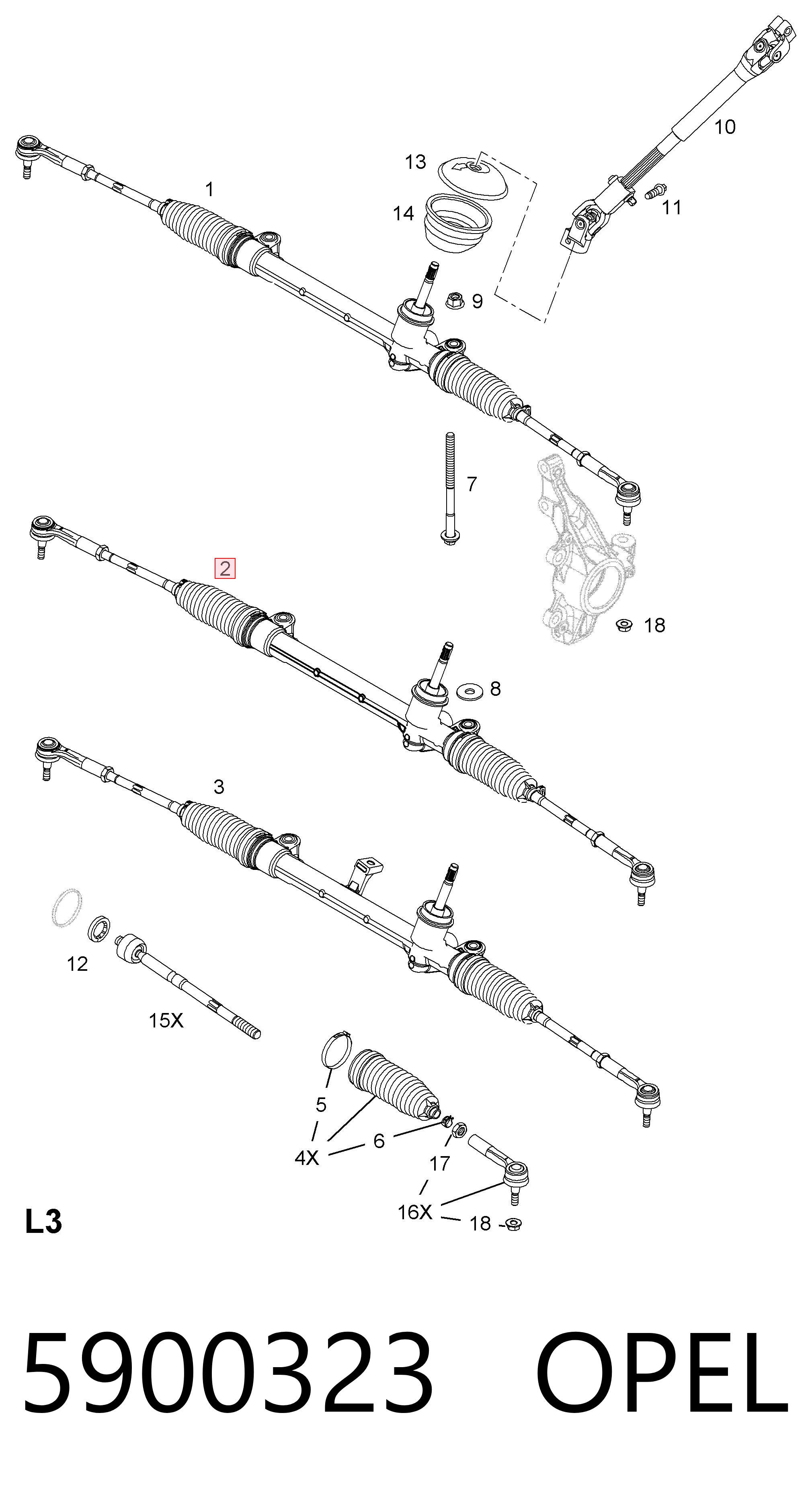 Engranaje de dirección Opel Corsa E hatchback (X15) (2014 - 2026) precio, desde 76,96 EUR