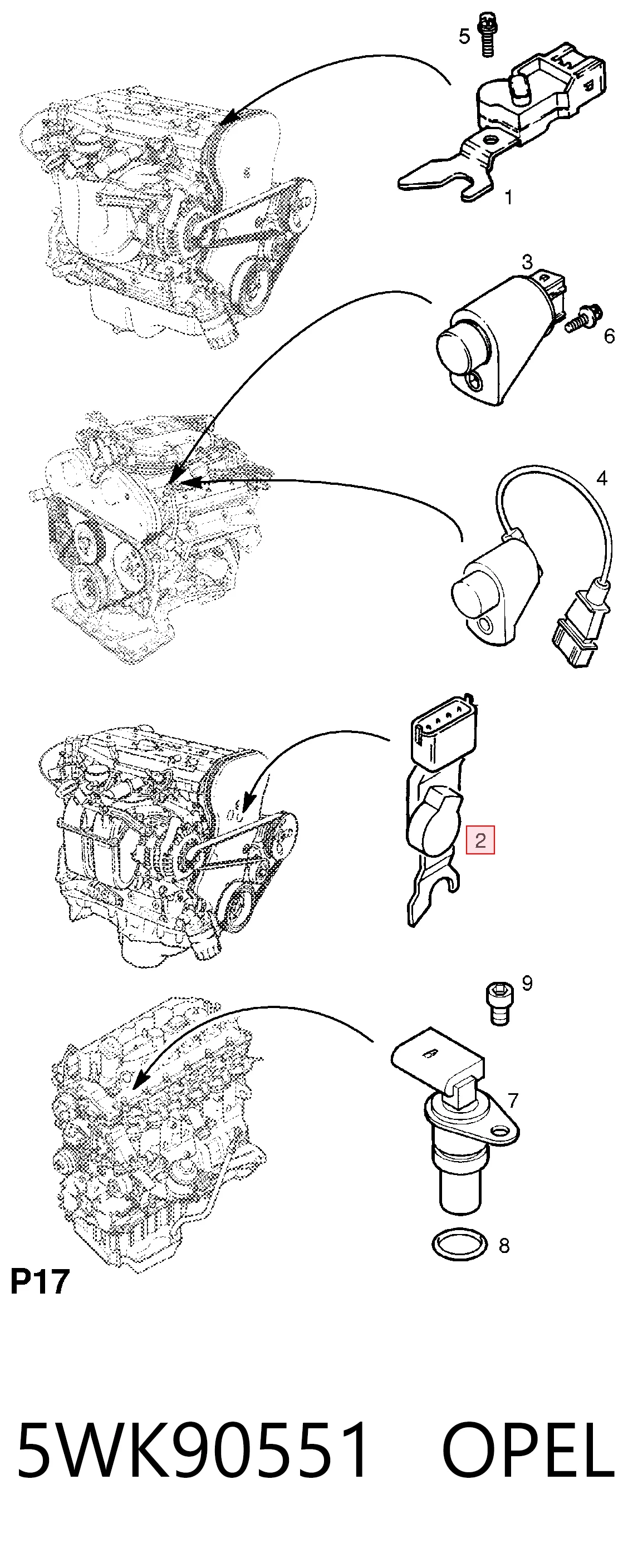 5WK90551 Opel Sensor posición arbol de levas