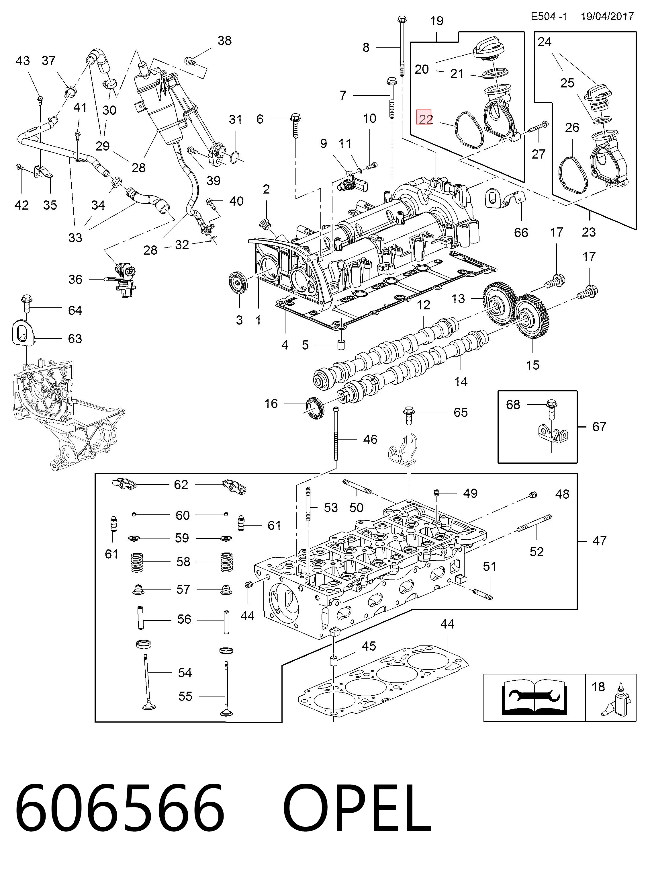 606566 Opel Junta de tapa del tubo de llenado de aceite