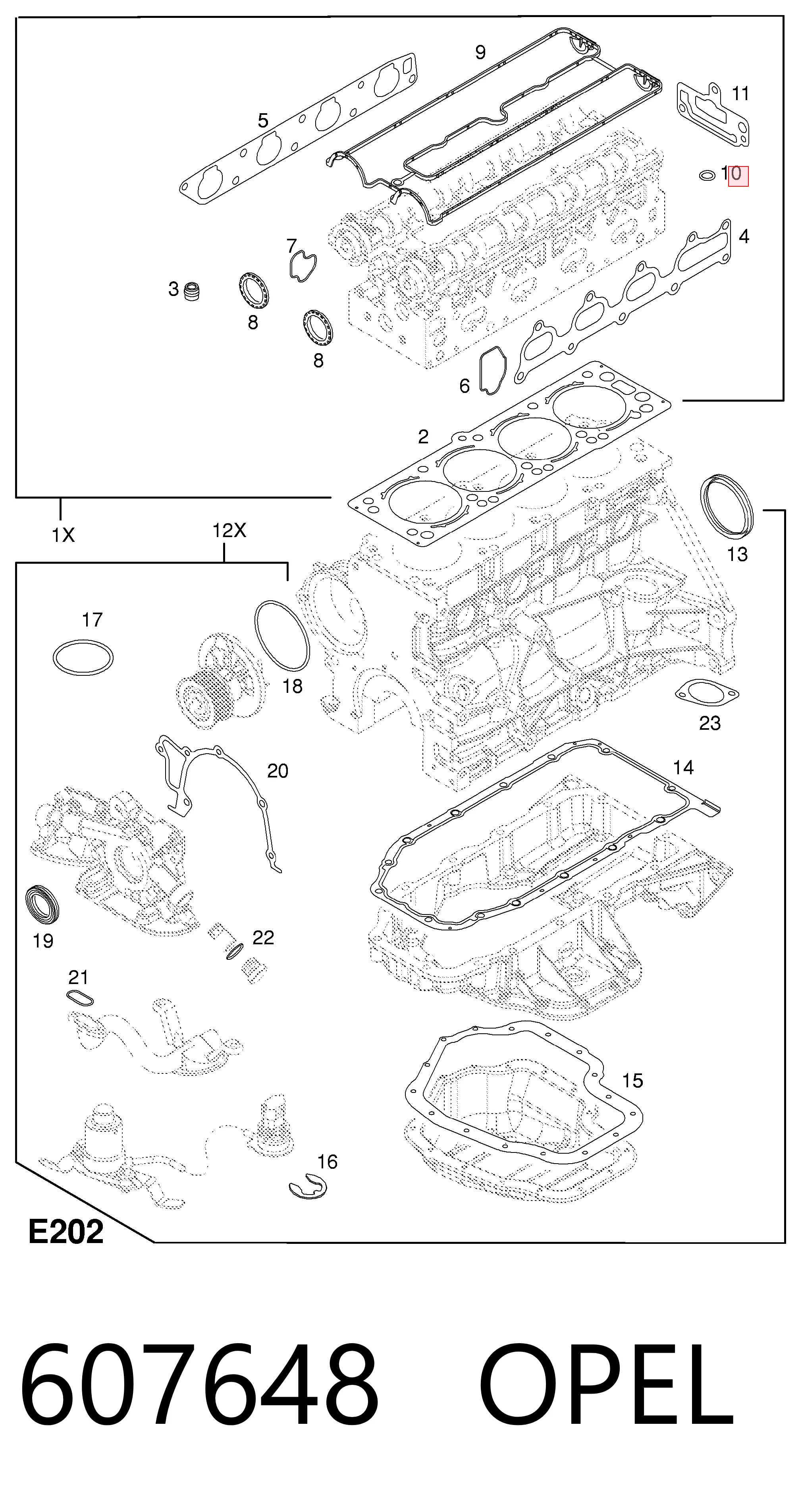 607648 Opel Junta de tapa de balancines, anillo