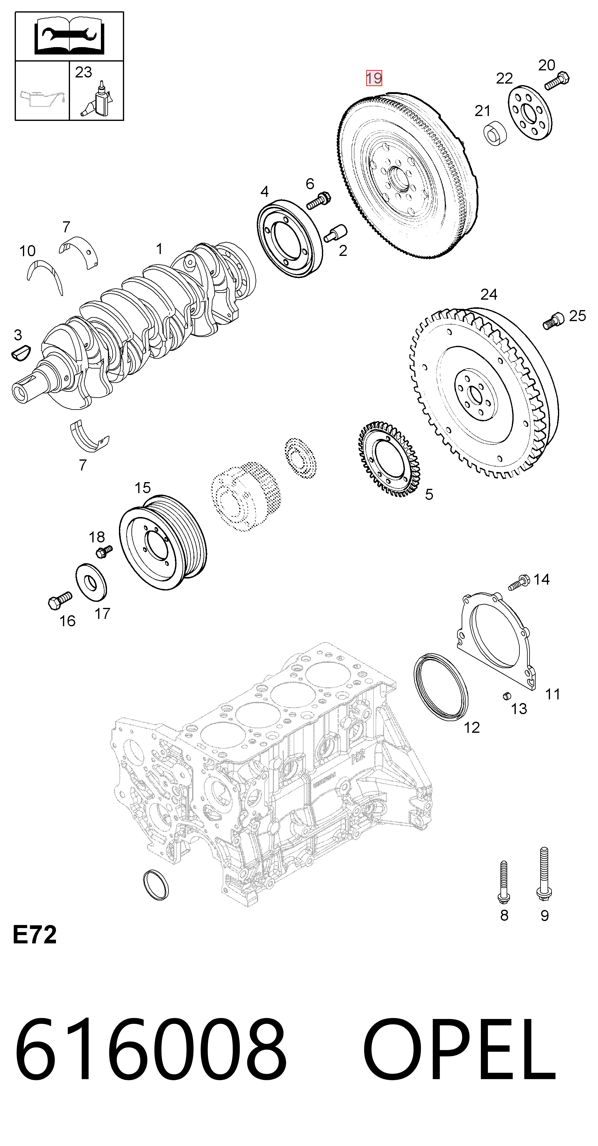 Volante motor 616008 General Motors