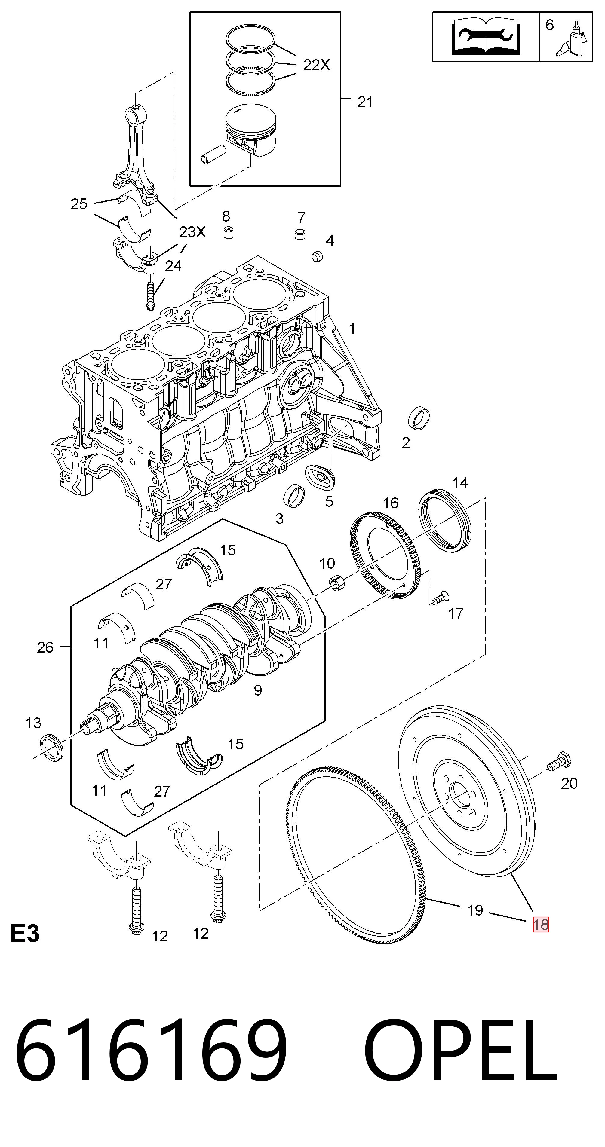 Volante de motor 616169 OPEL