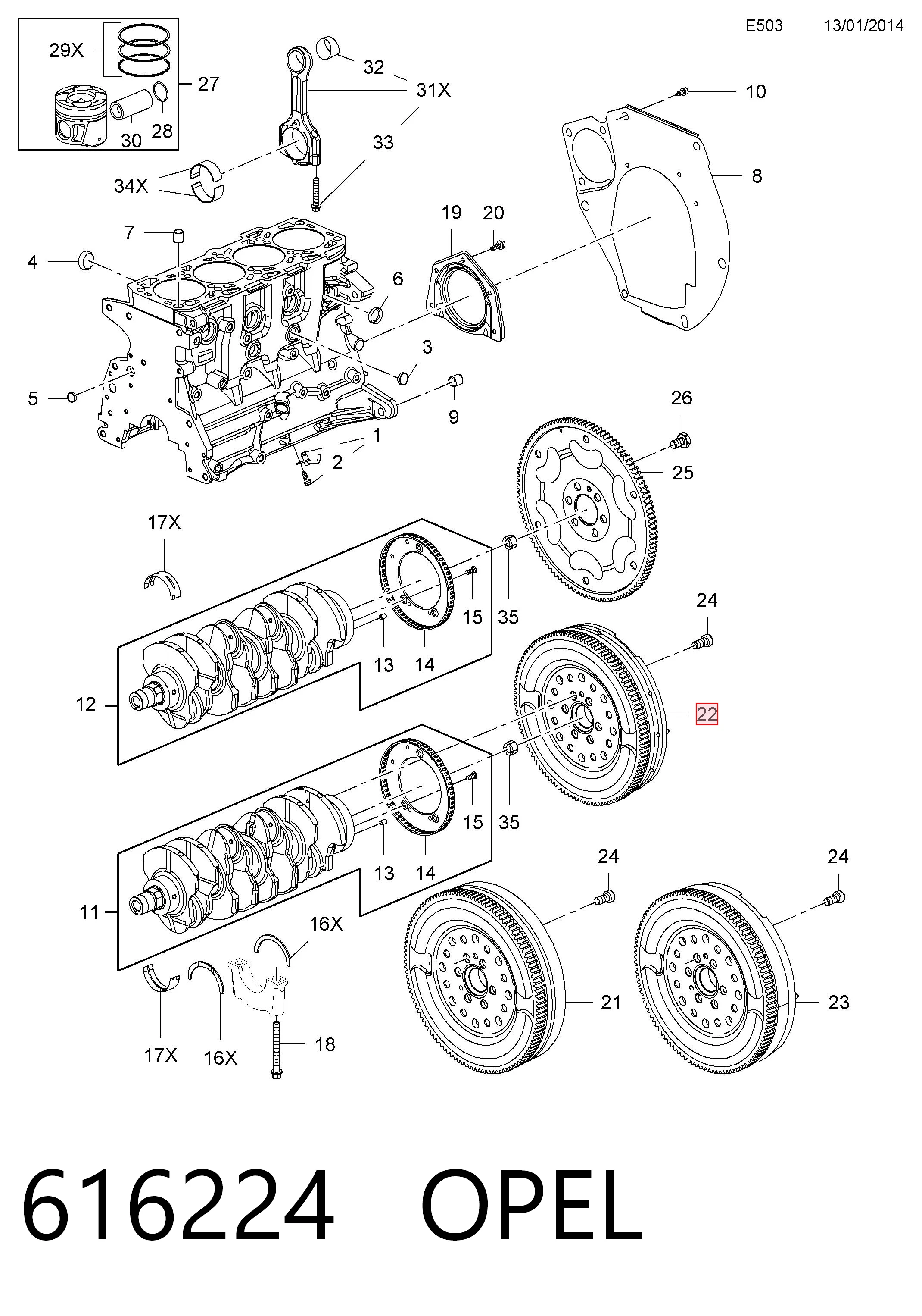 616224 Opel Volante de motor