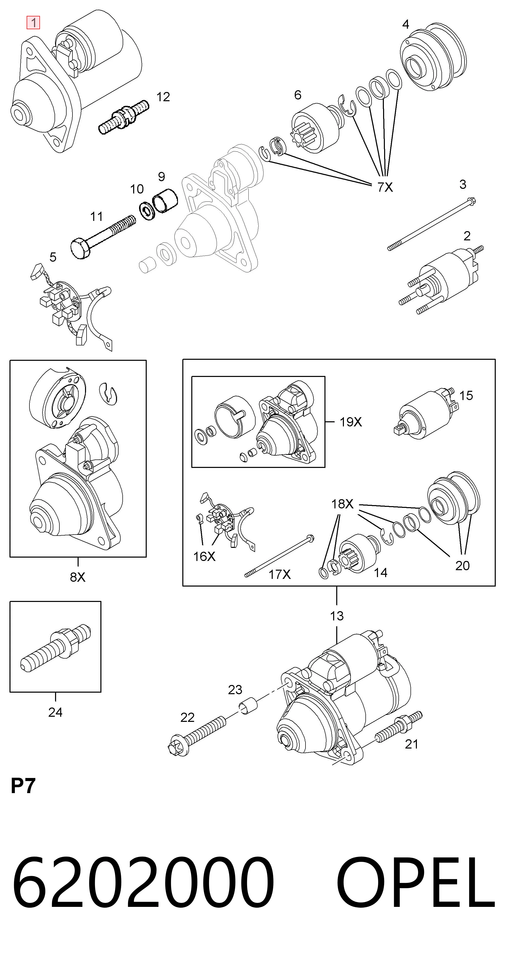 6202000 Opel Arranque motores