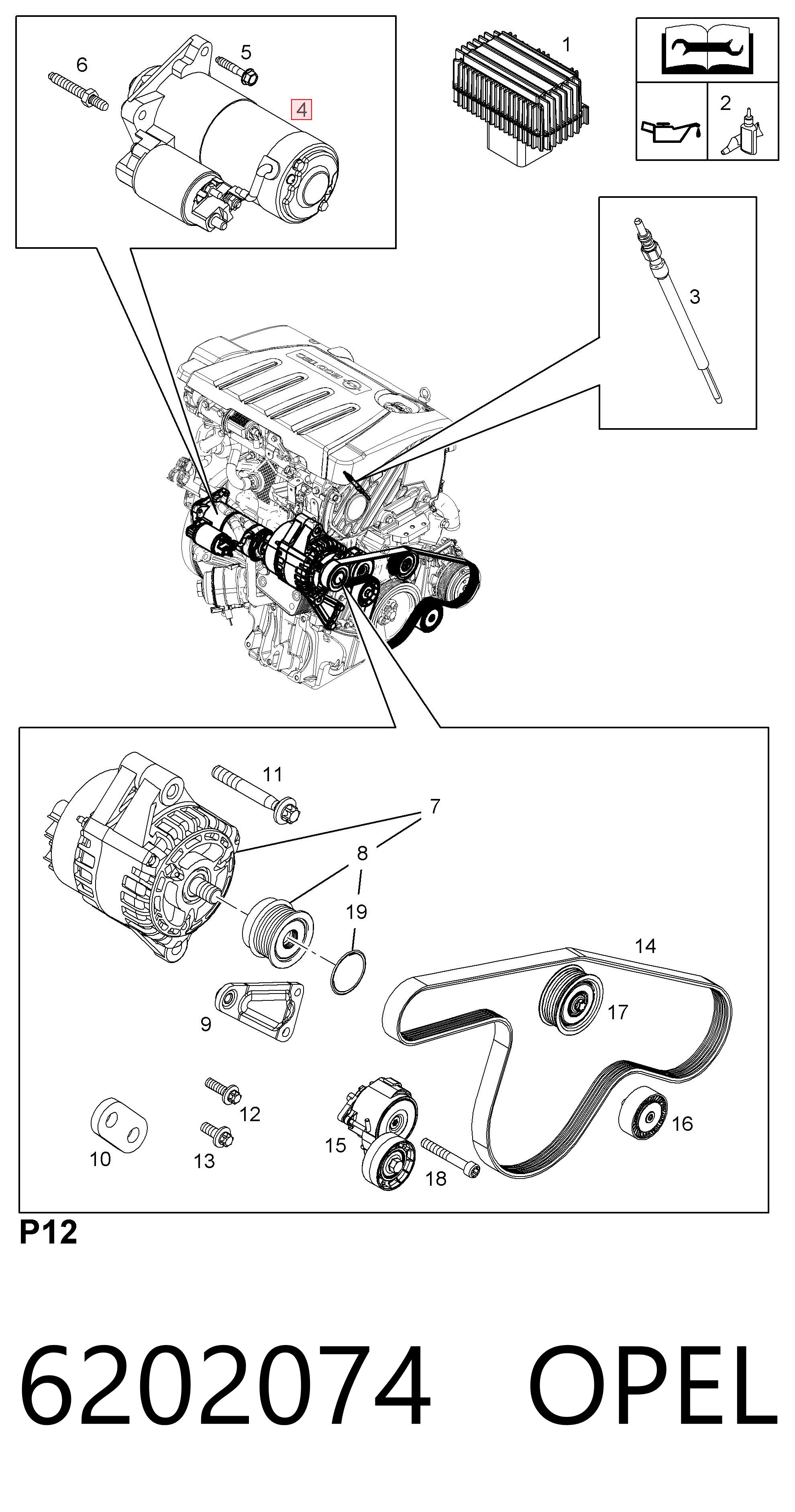 6202074 Opel Arranque motores