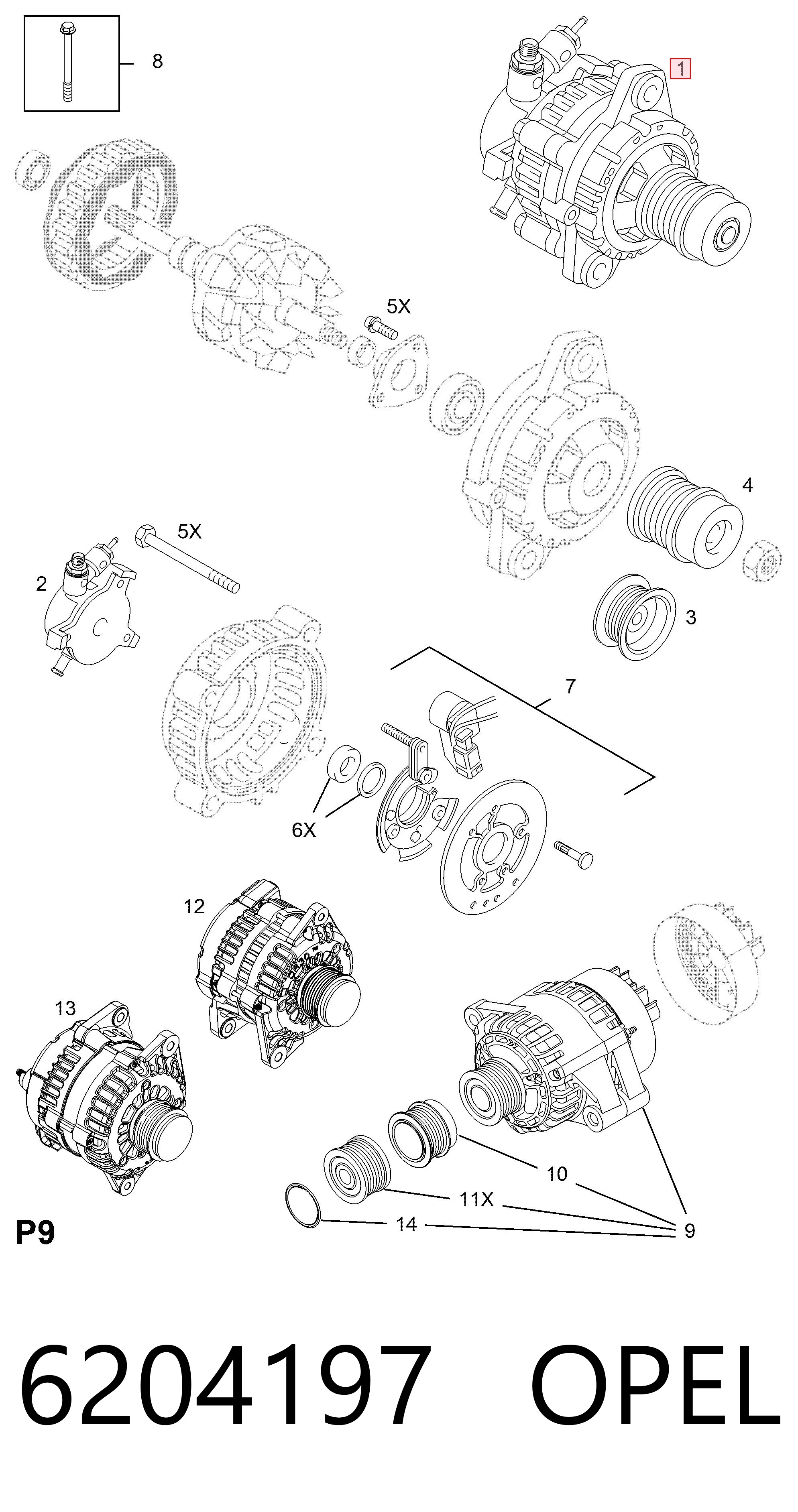 Alternador 6204197 OPEL