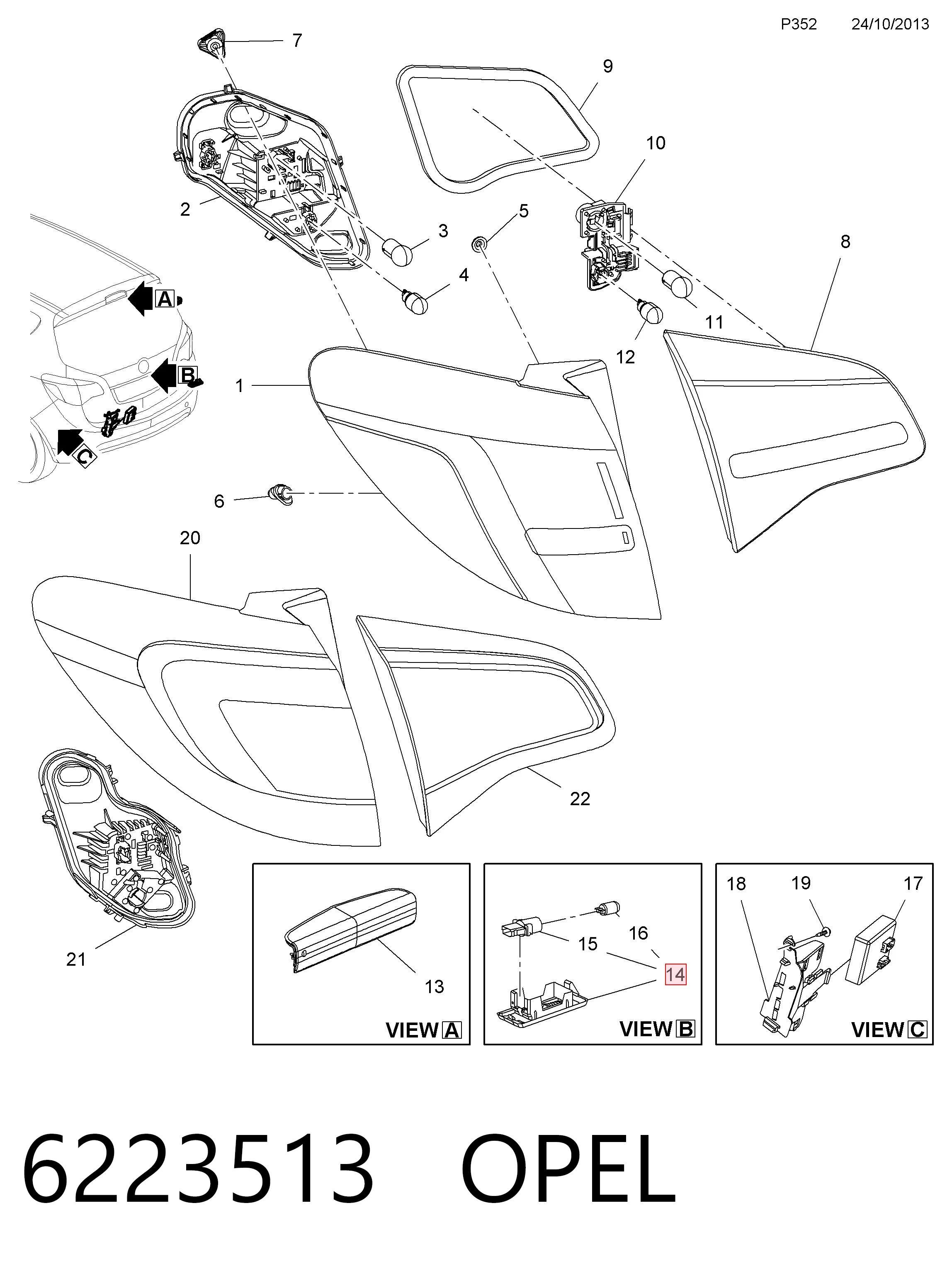Lampara de matricula Opel Vectra  desde 19,45 €