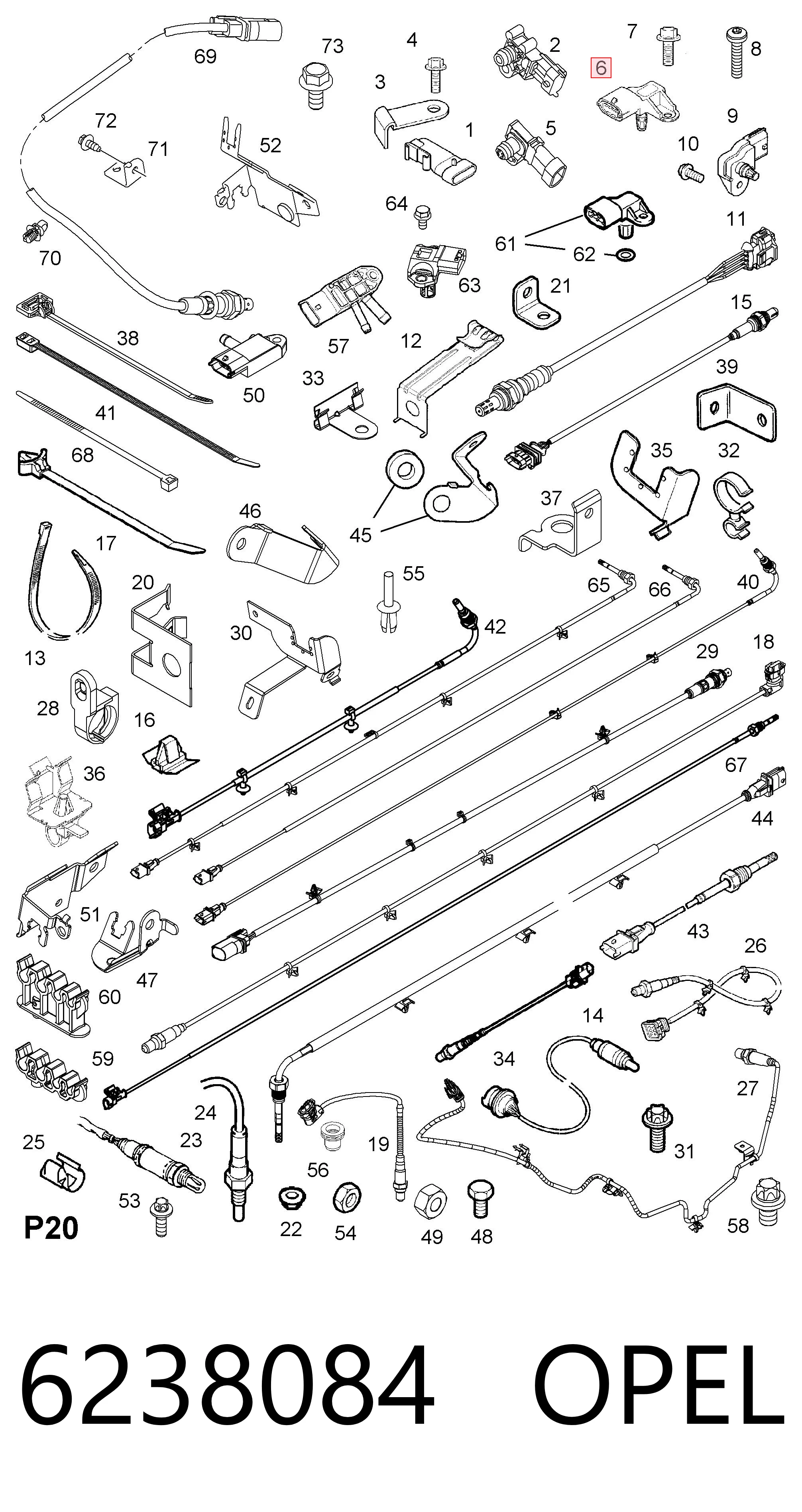6238084 Opel Sensor, presión colector de admisión 