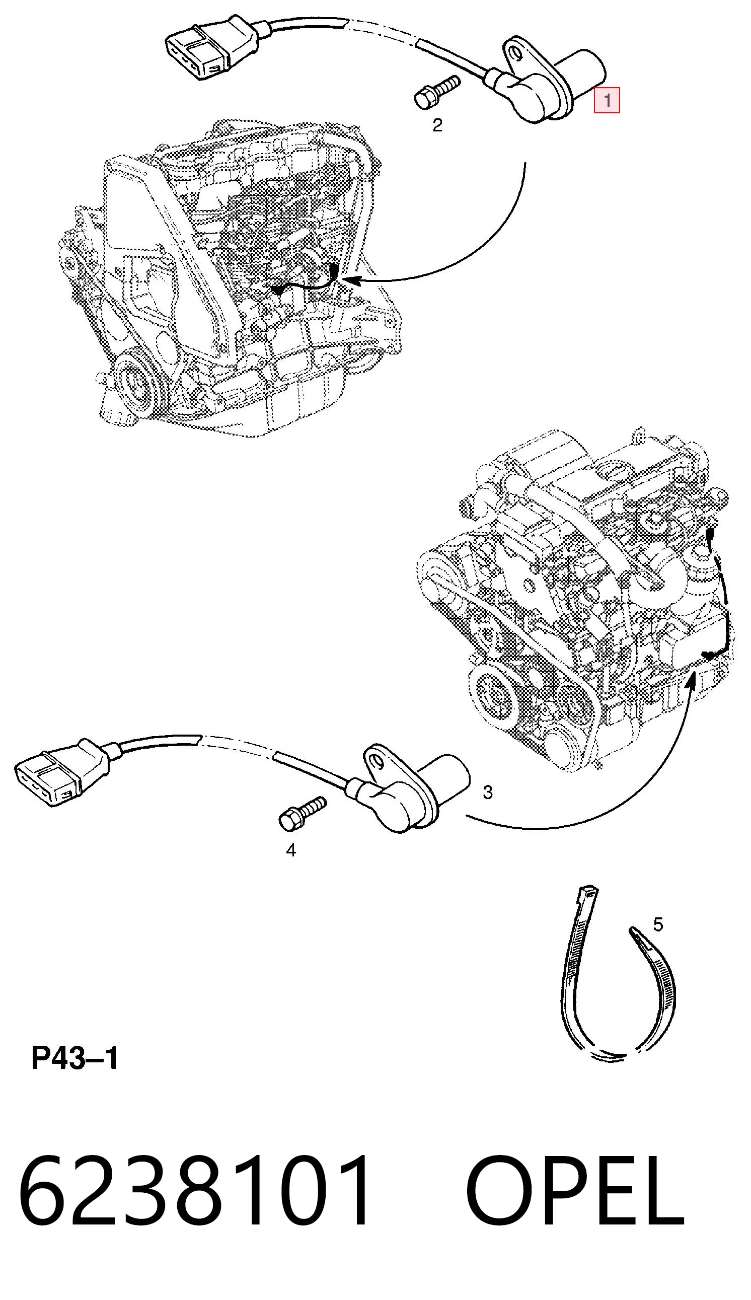 6238101 Opel Sensor de posición del cigüeñal