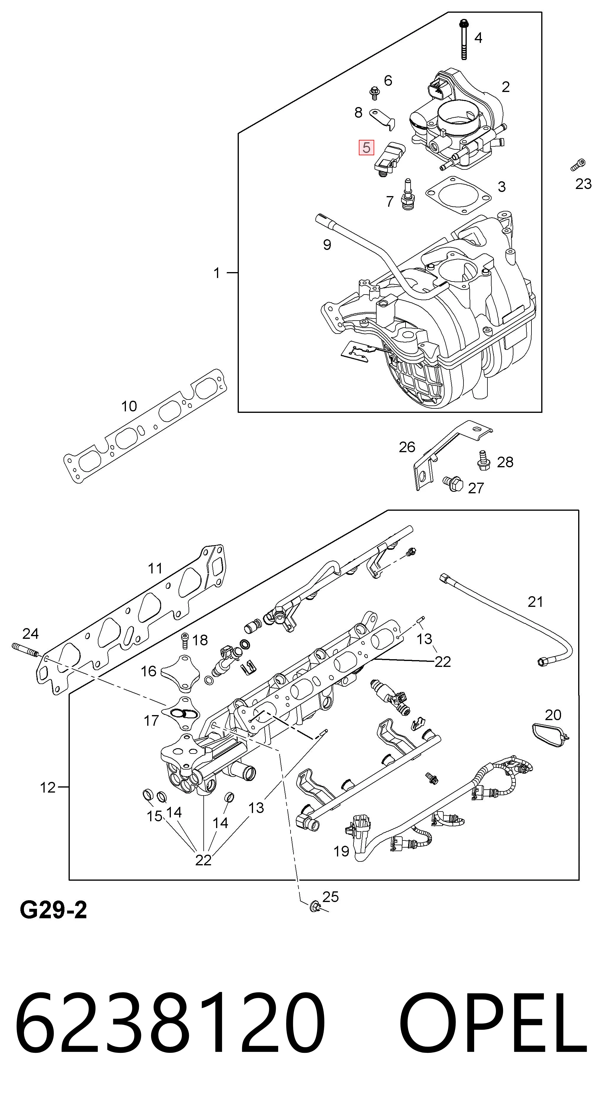 6238120 Opel Sensor De Presion Del Colector De Admision