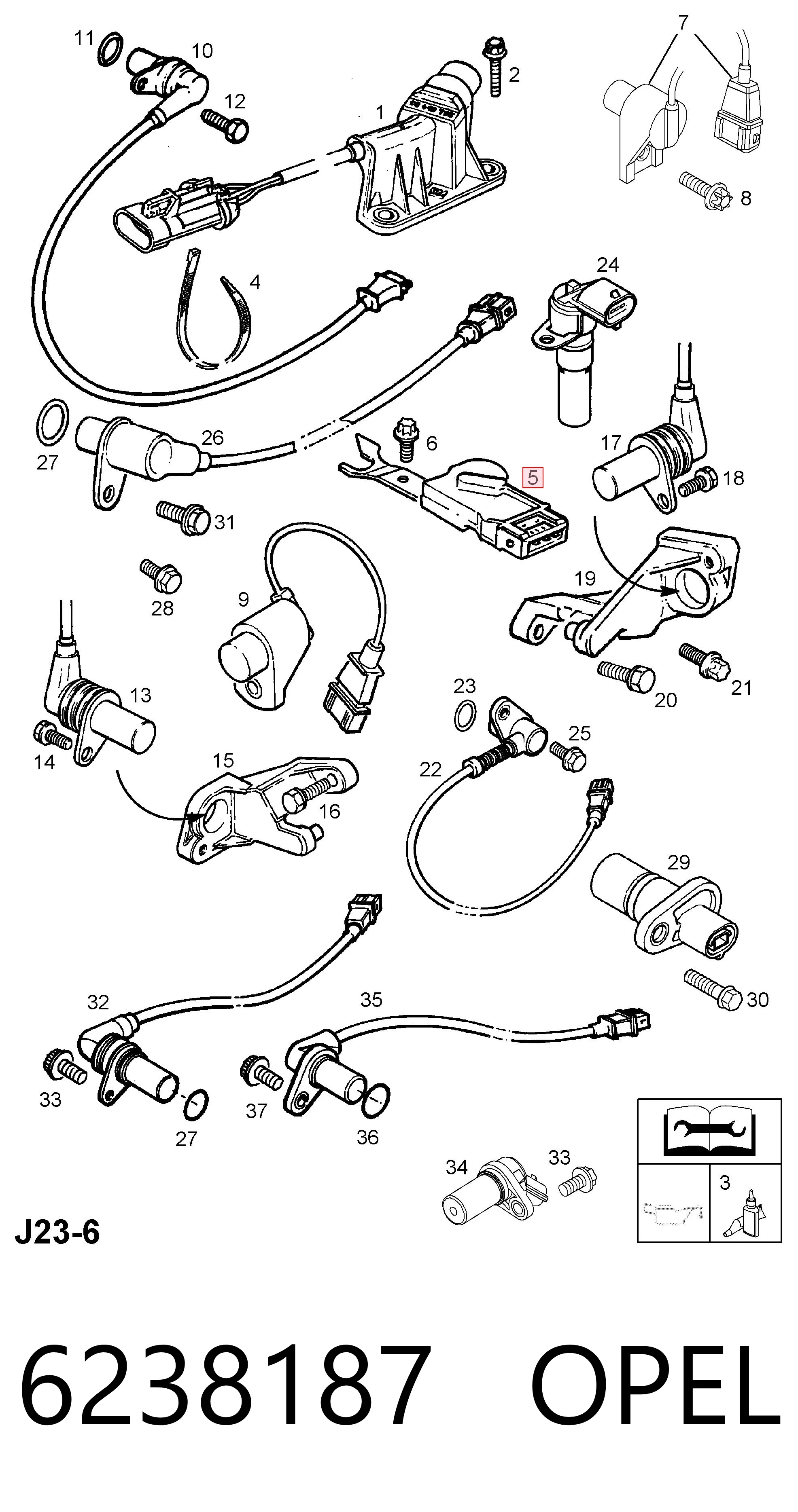 6238187 Opel Sensor posición arbol de levas