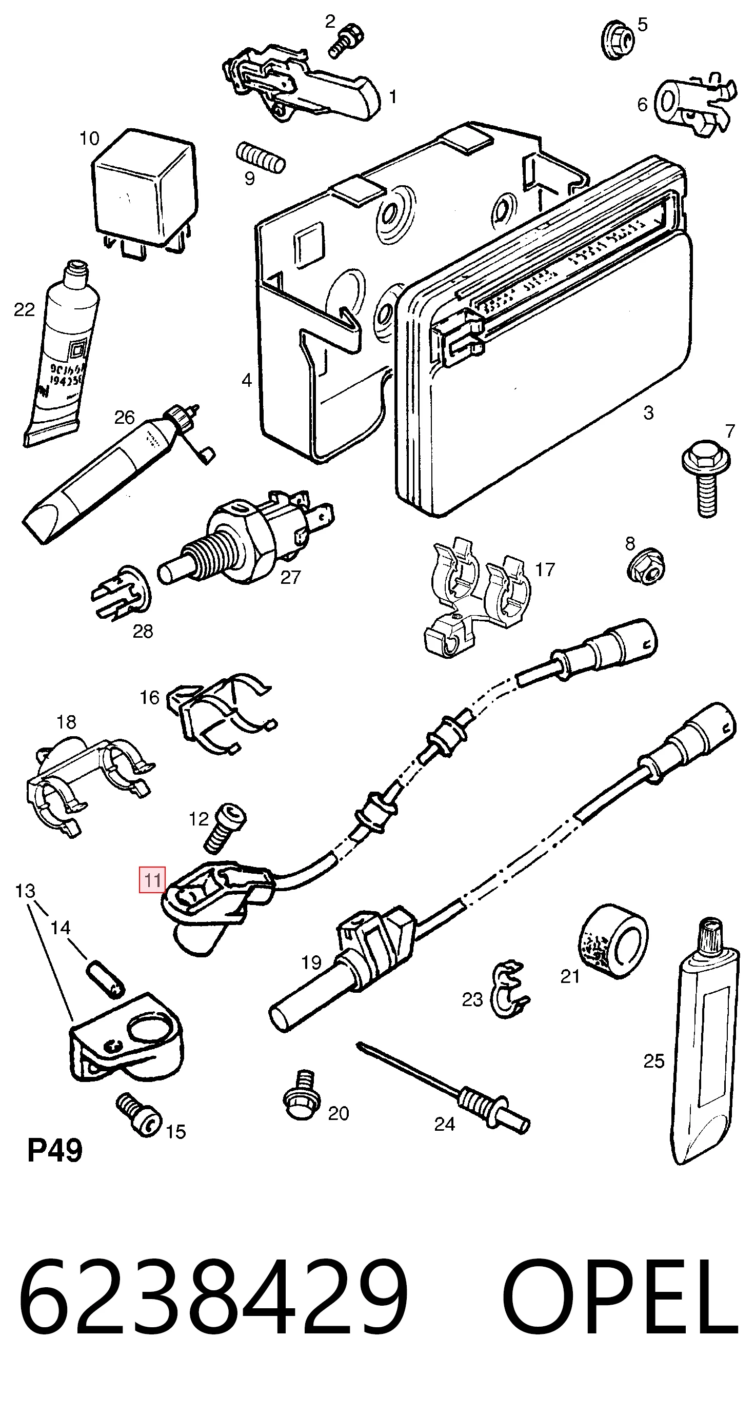 6238429 Opel Sensor de rueda abs