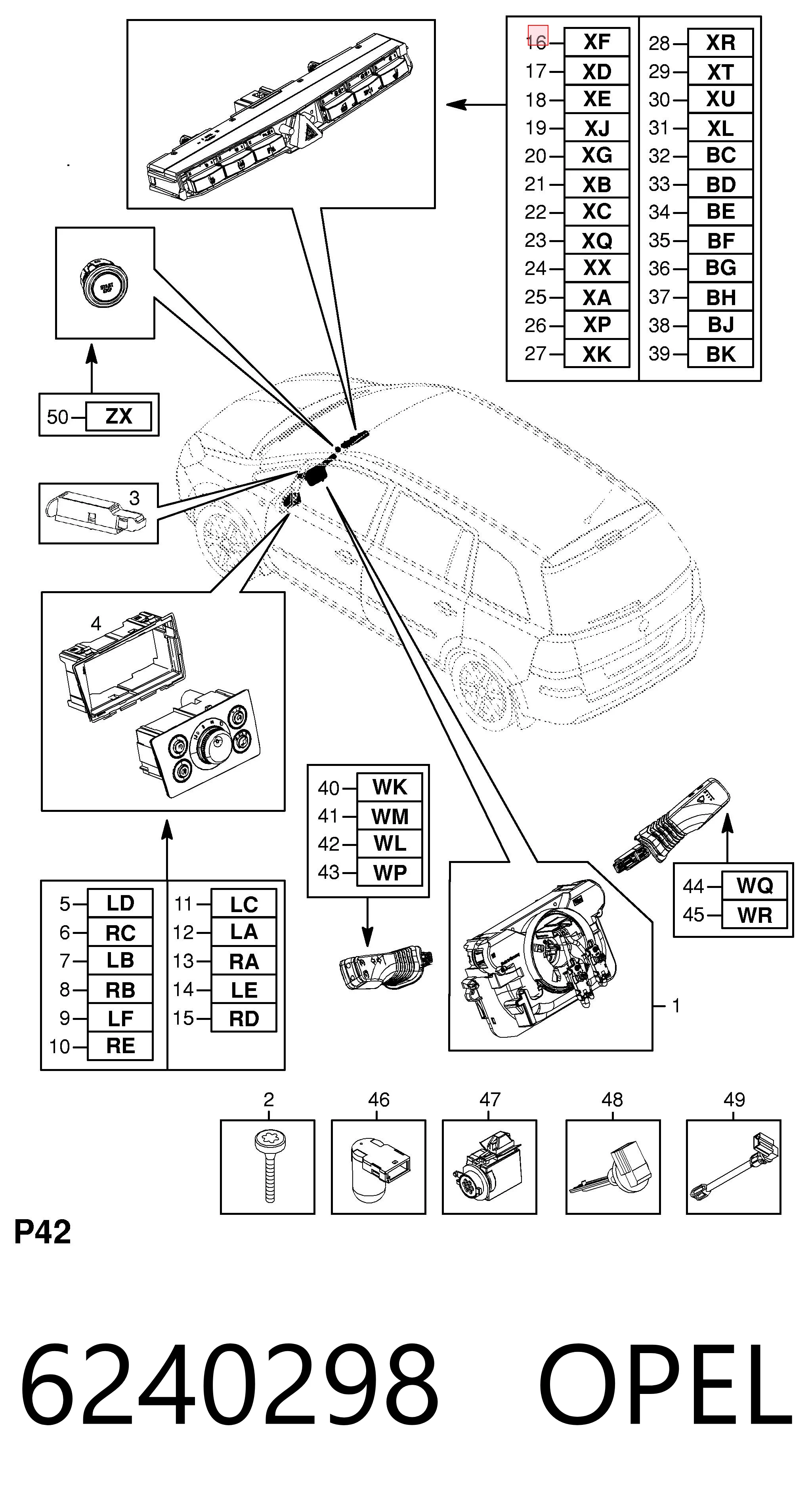 Comprar Boton de luz de emergencía Opel Astra H L35