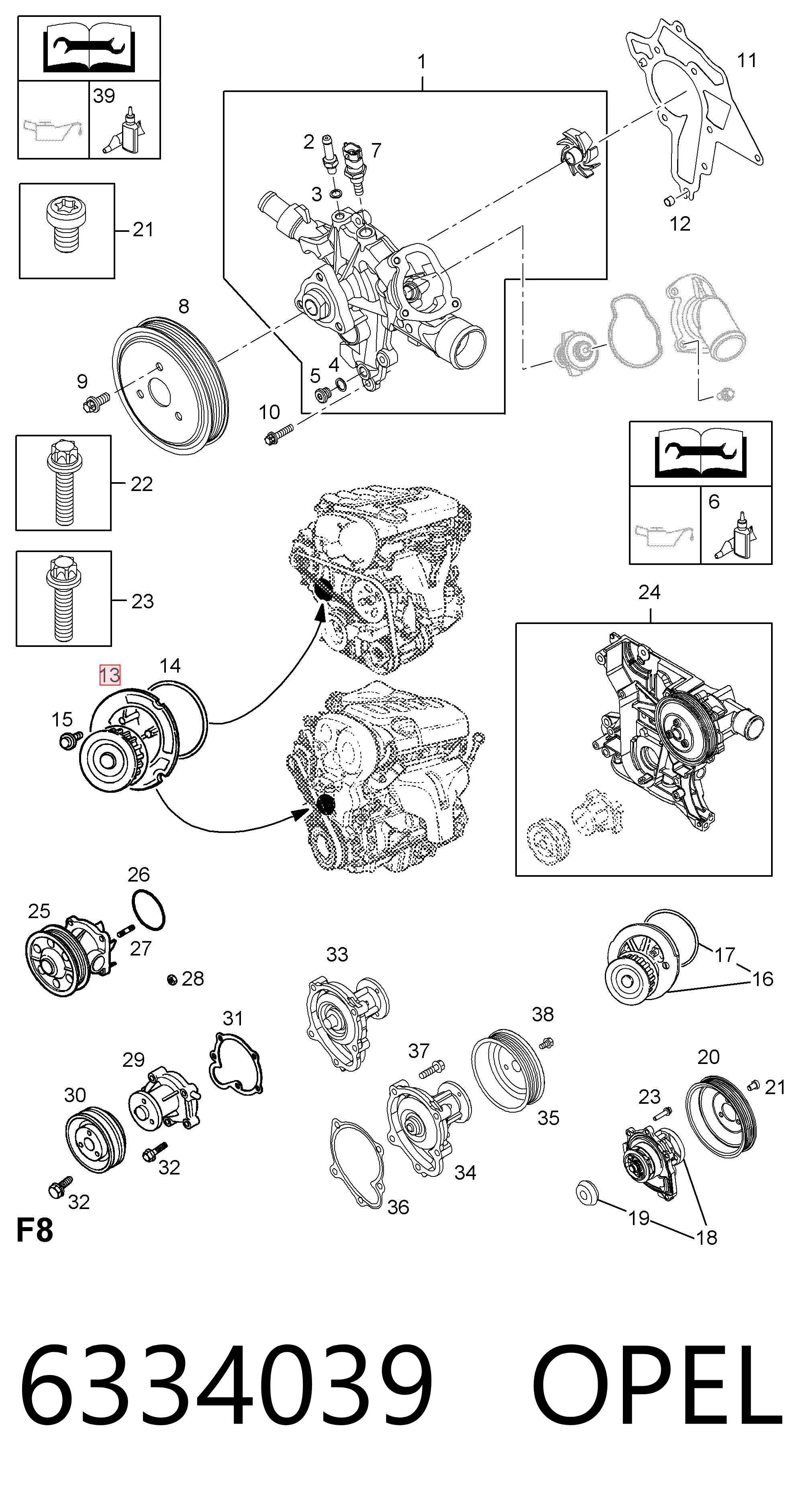 Precio del repuesto Motor de agua Vectra  familiar