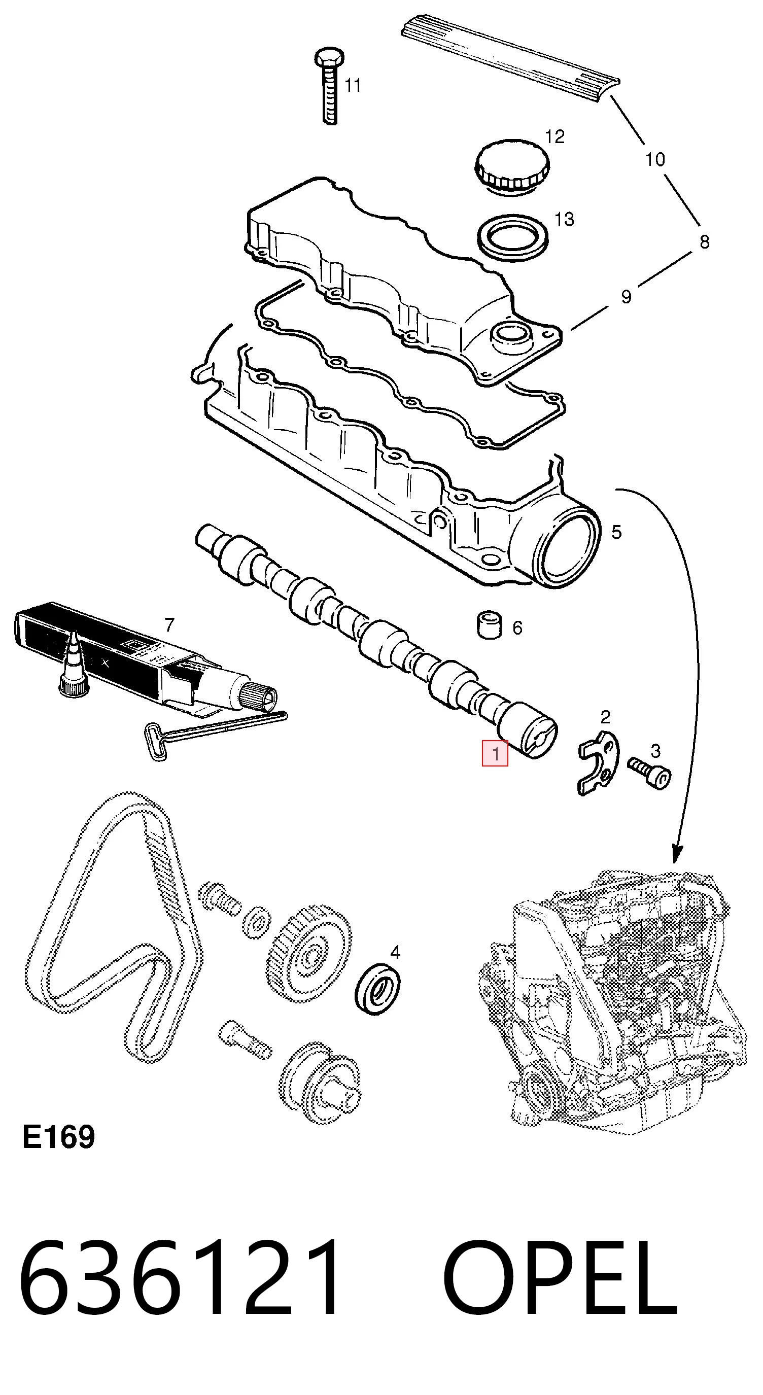 Árbol de levas 636121 OPEL