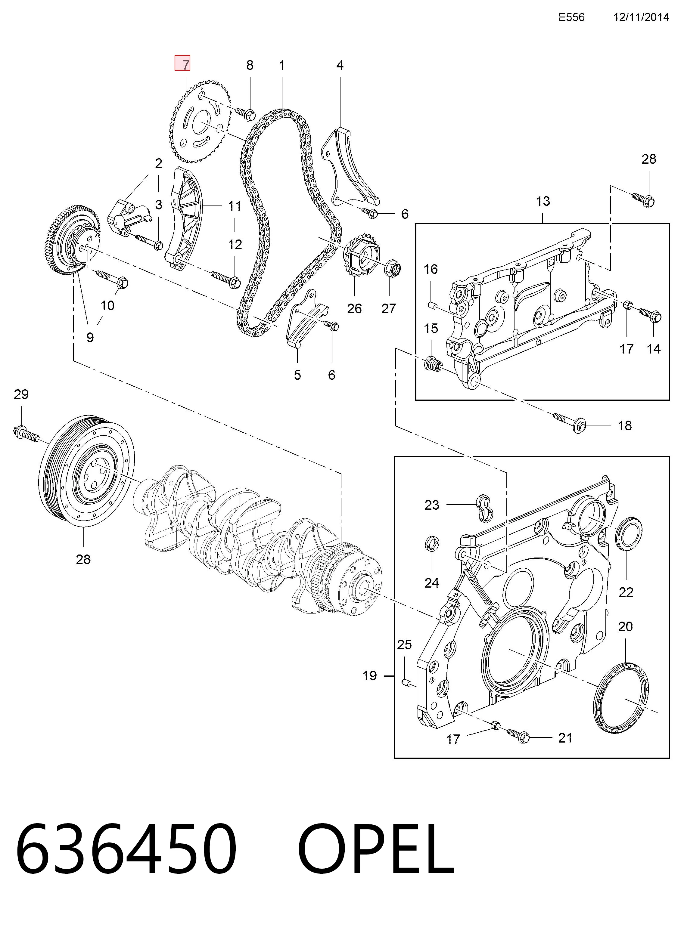 Engranaje árbol de levas para Opel Astra K 