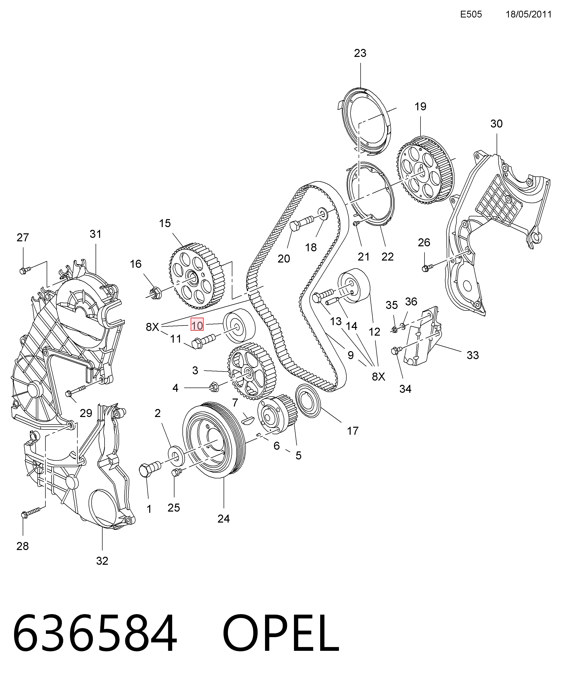 Rodillo de cadena Ford Transit  (1994-2000)