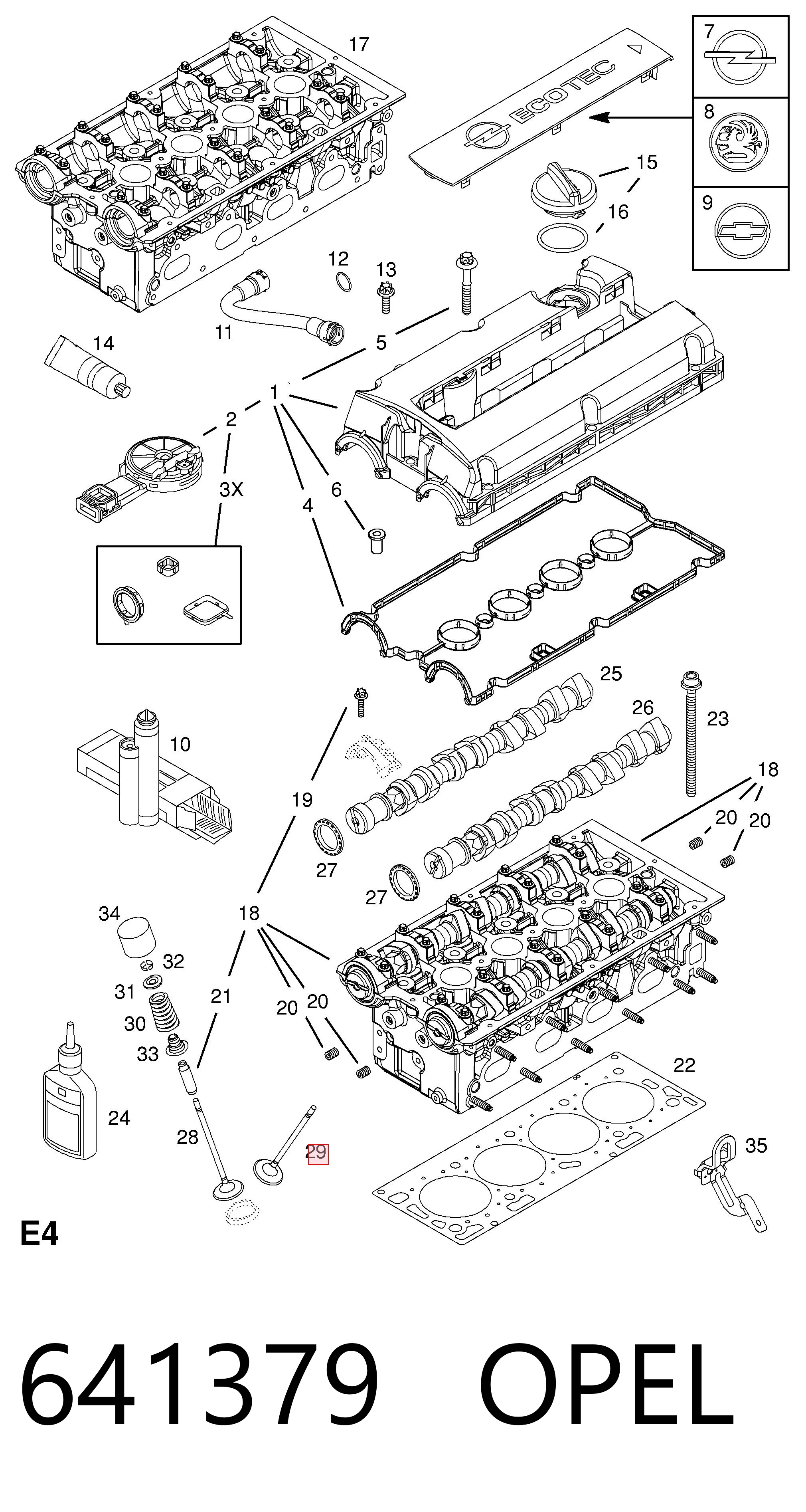 641379 Opel Válvula de escape