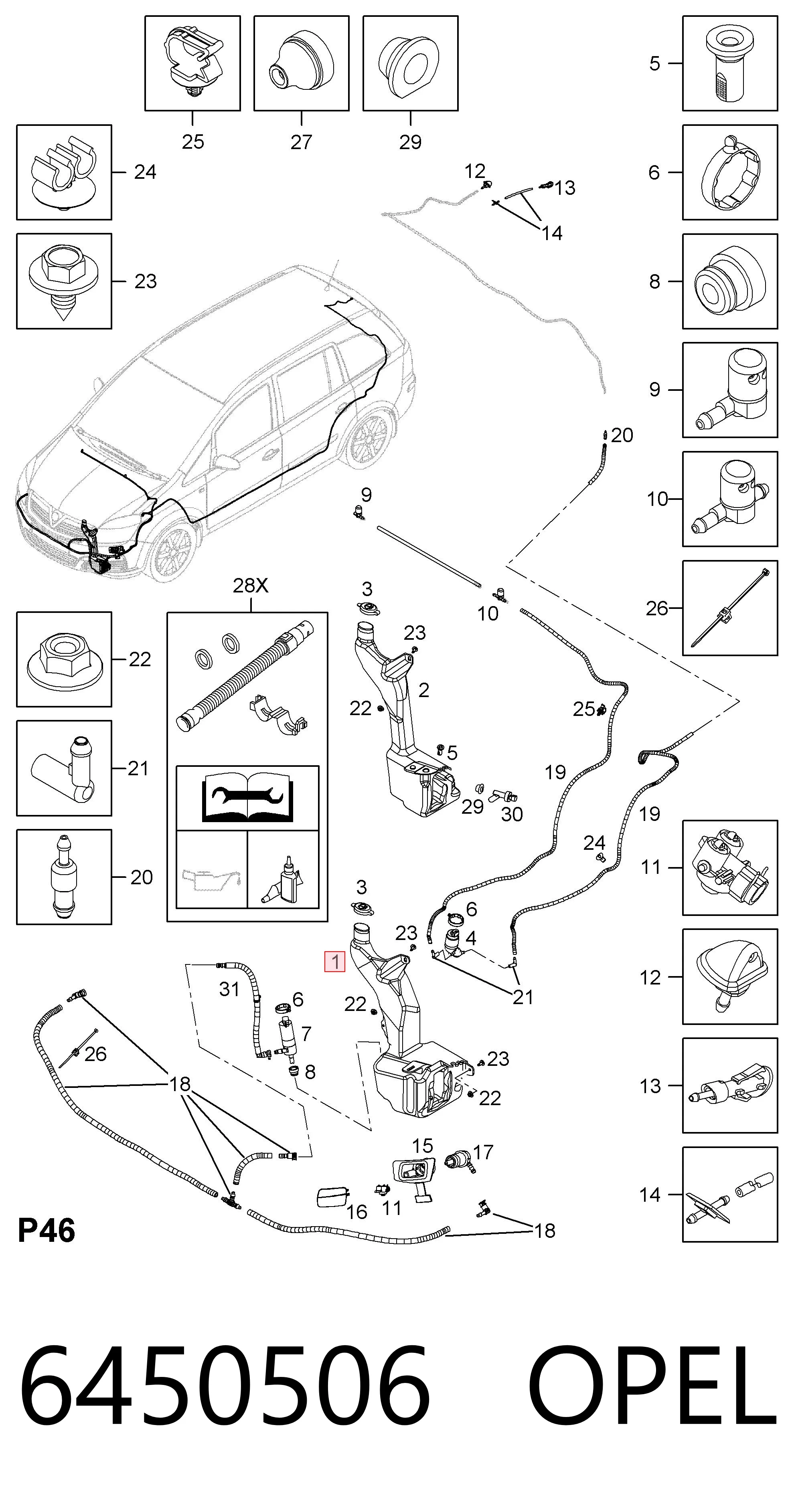 6450506 General Motors Botella limpiaparabrisas
