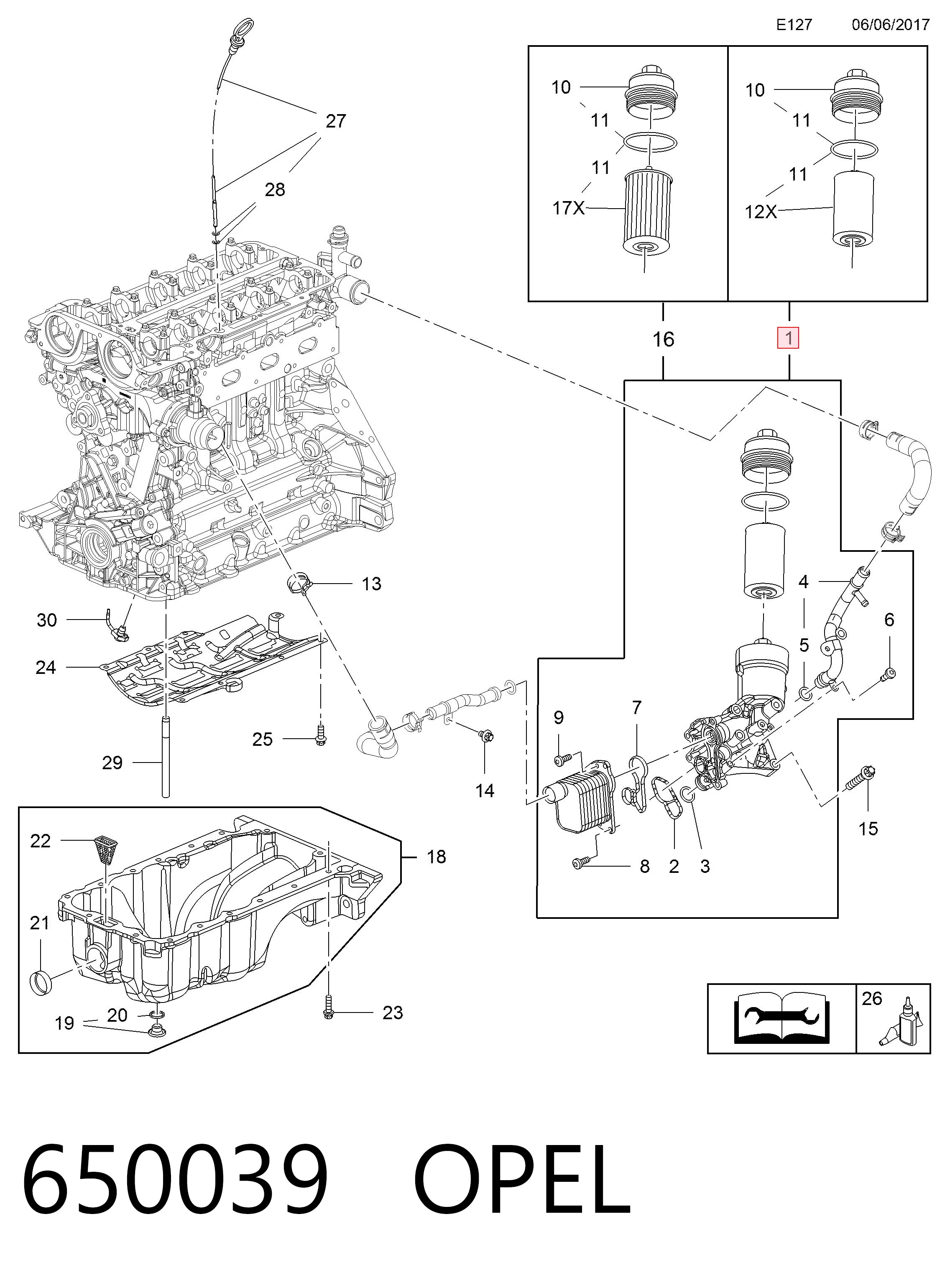 Portafiltro de aceite 650039 OPEL