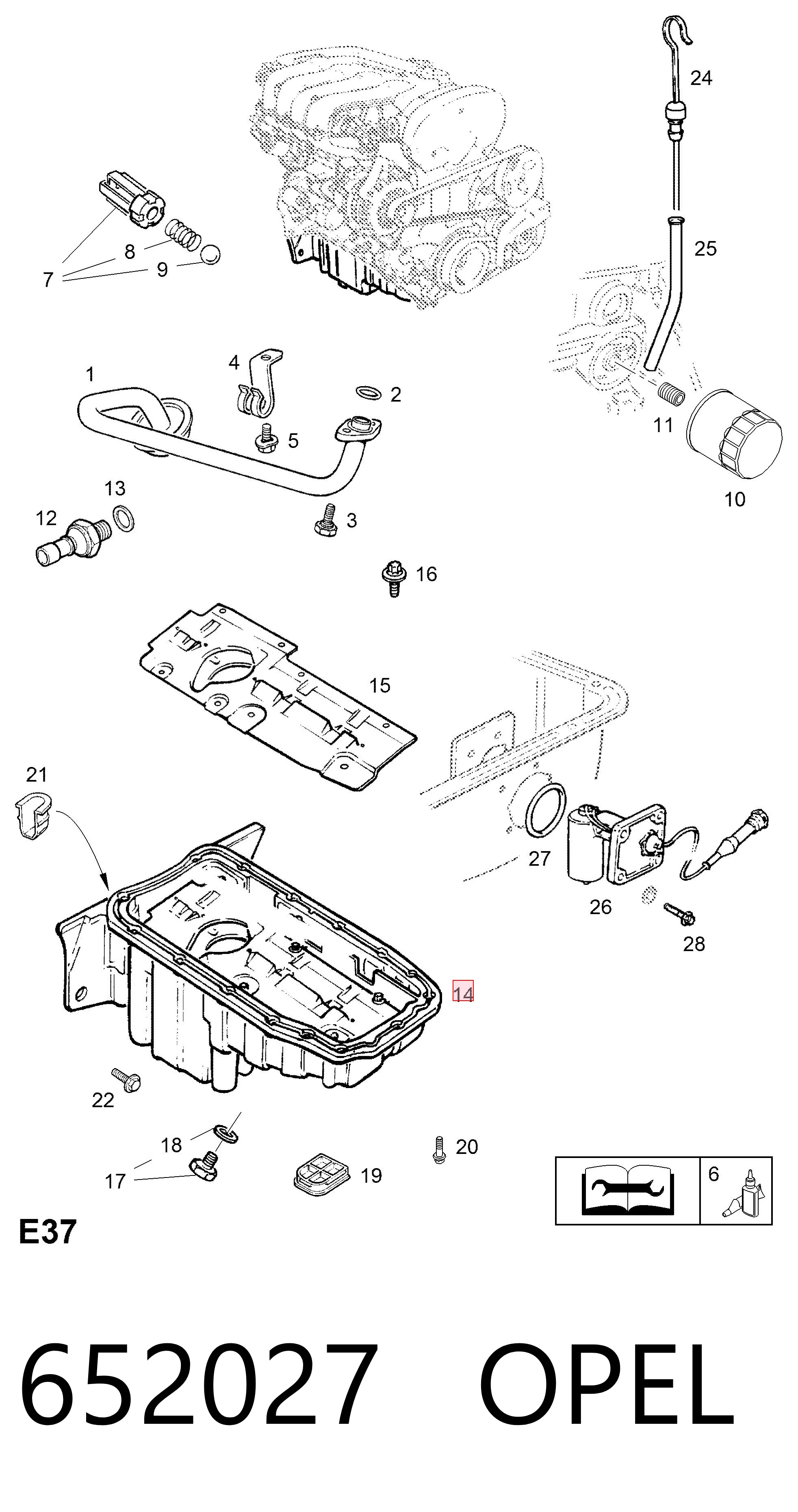 652027 Opel Cárter de aceite del motor