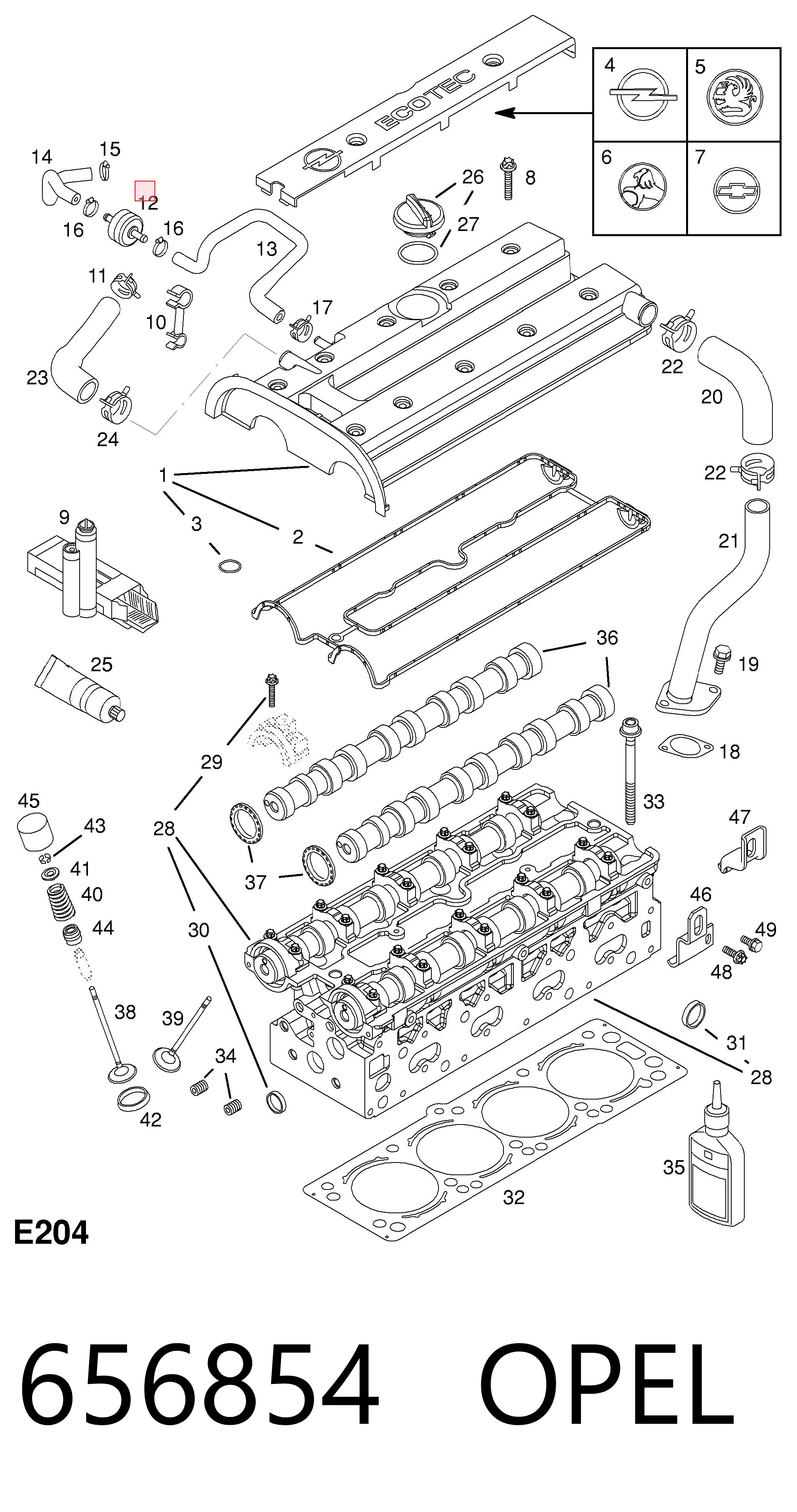 Válvula de ventilación del cárter para Opel Astra H L35