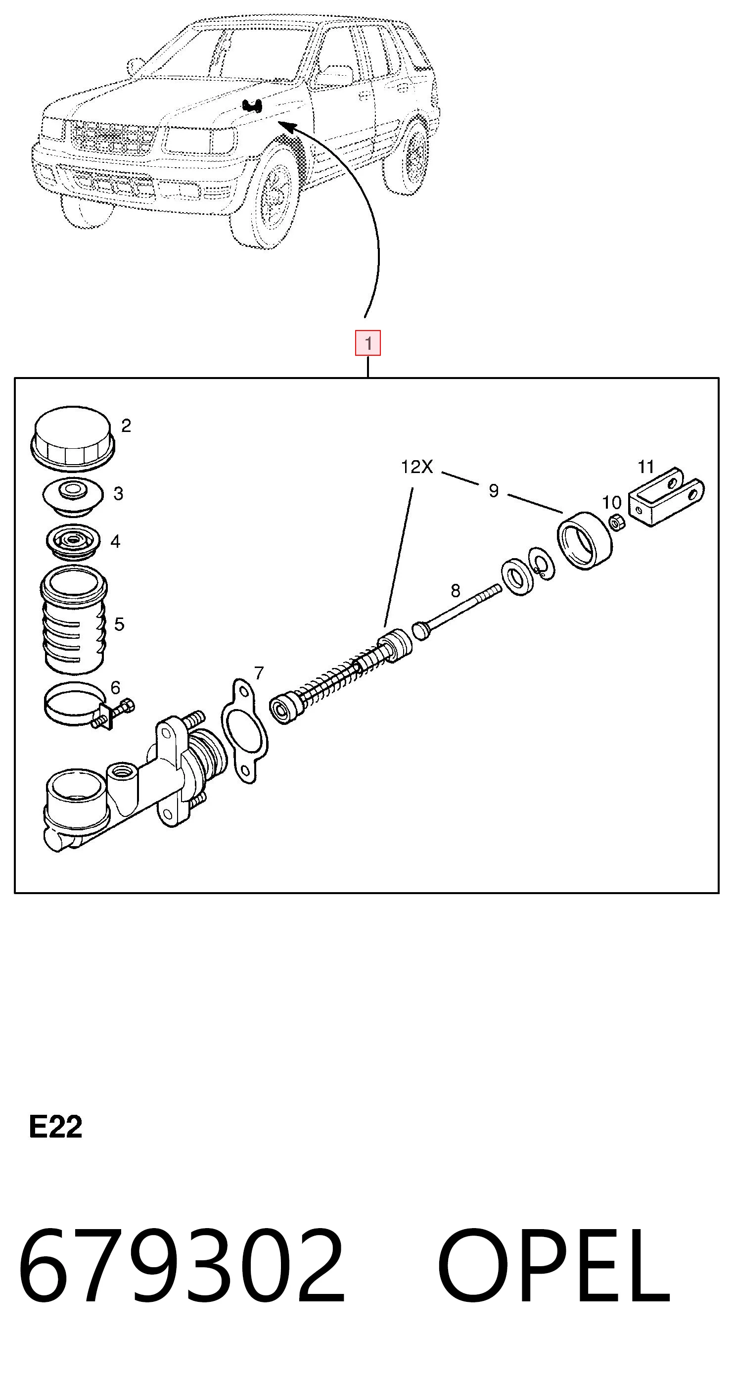 Cilindro maestro de embrague 679302 OPEL