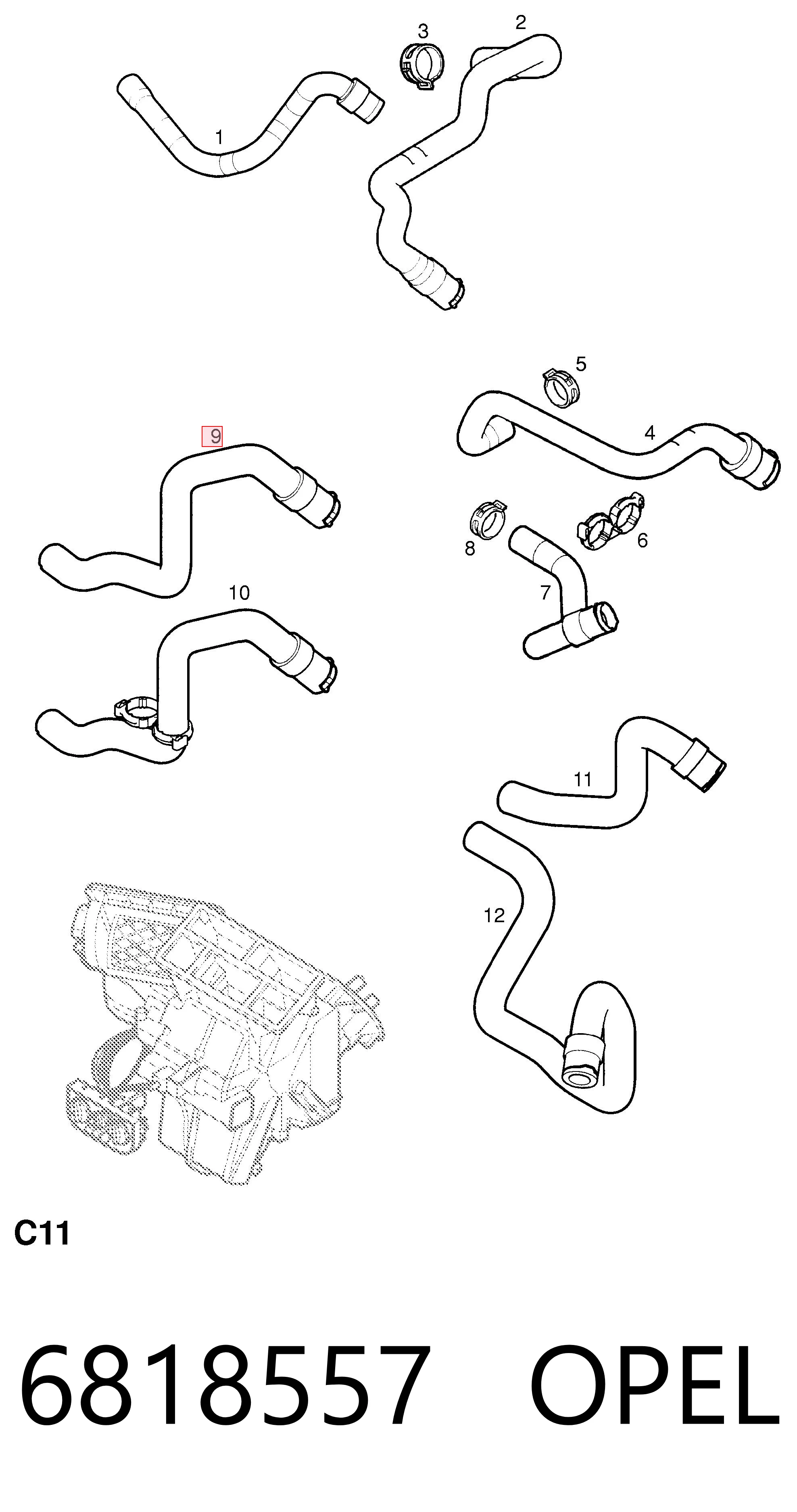 Manguitos de radiador Opel Corsa monovolumen comprar en España
