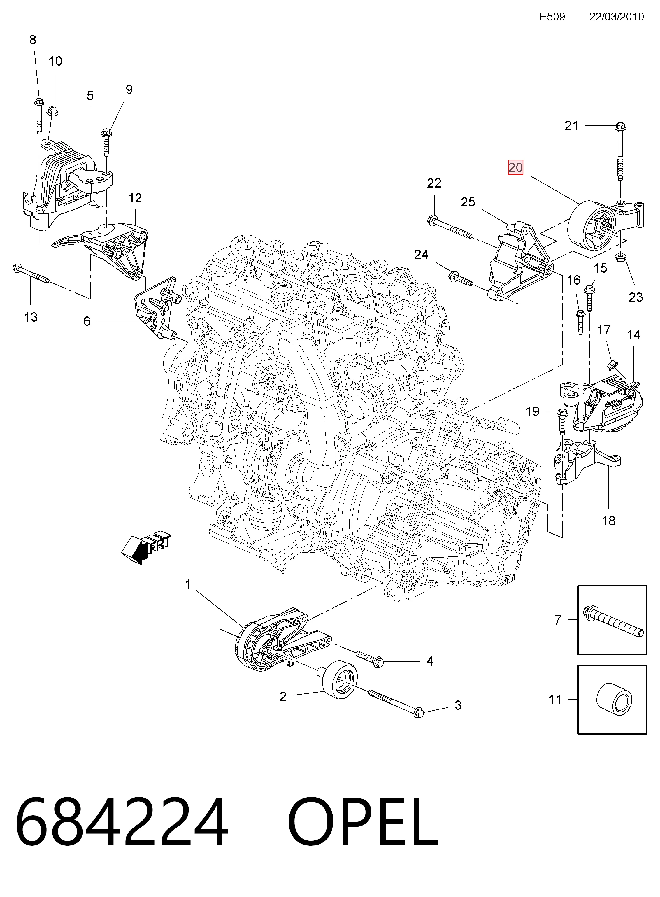 Precio del repuesto Taco de motor trasero Zafira  monovolumen