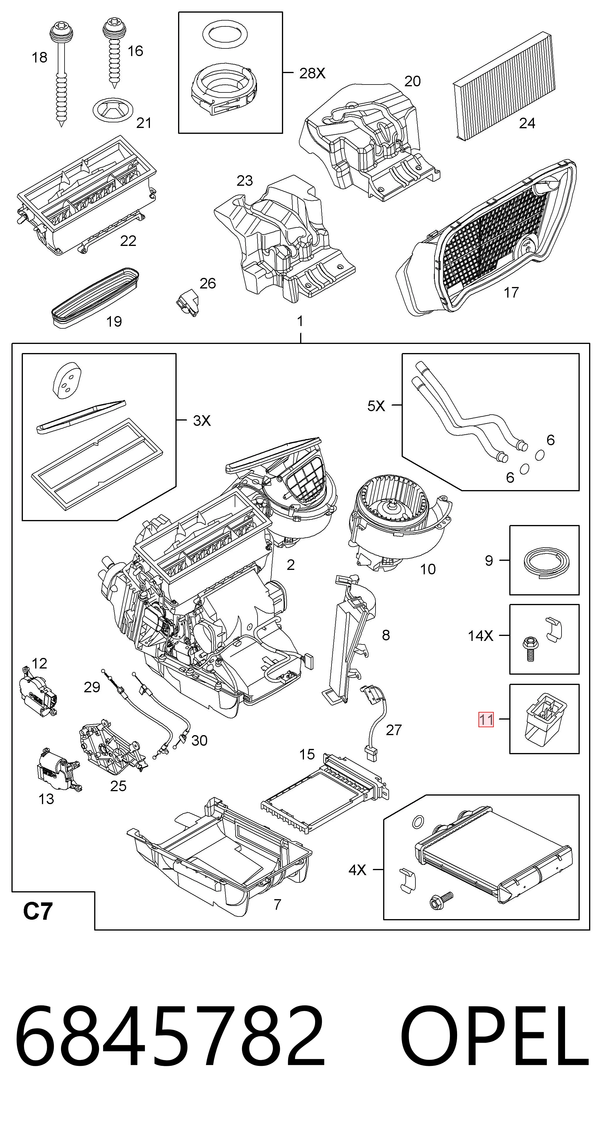6845782 Opel Resistencia de calefacción