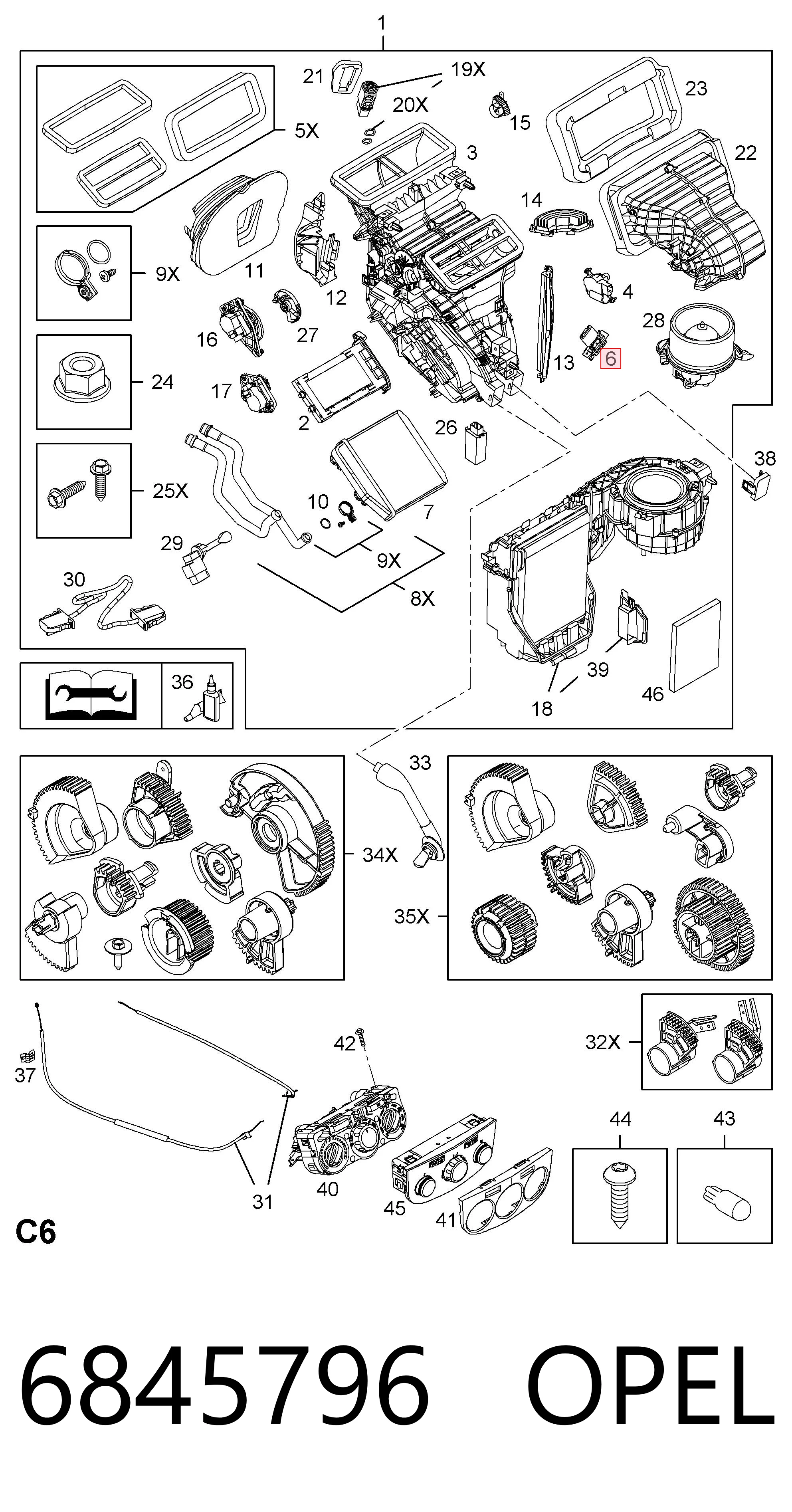 6845796 Opel Resistencia de calefacción