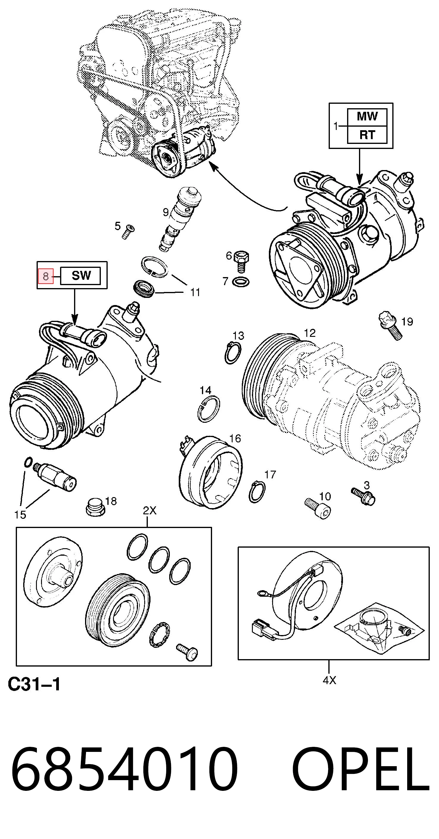 6854010 Opel Compresor climatizador