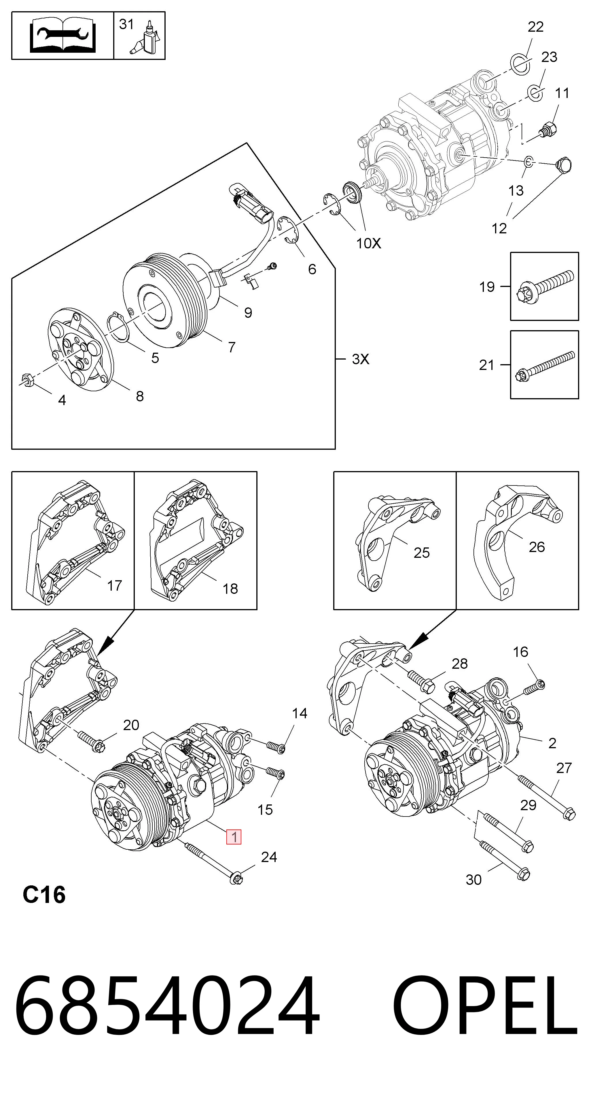 6854024 Opel Compresor climatizador