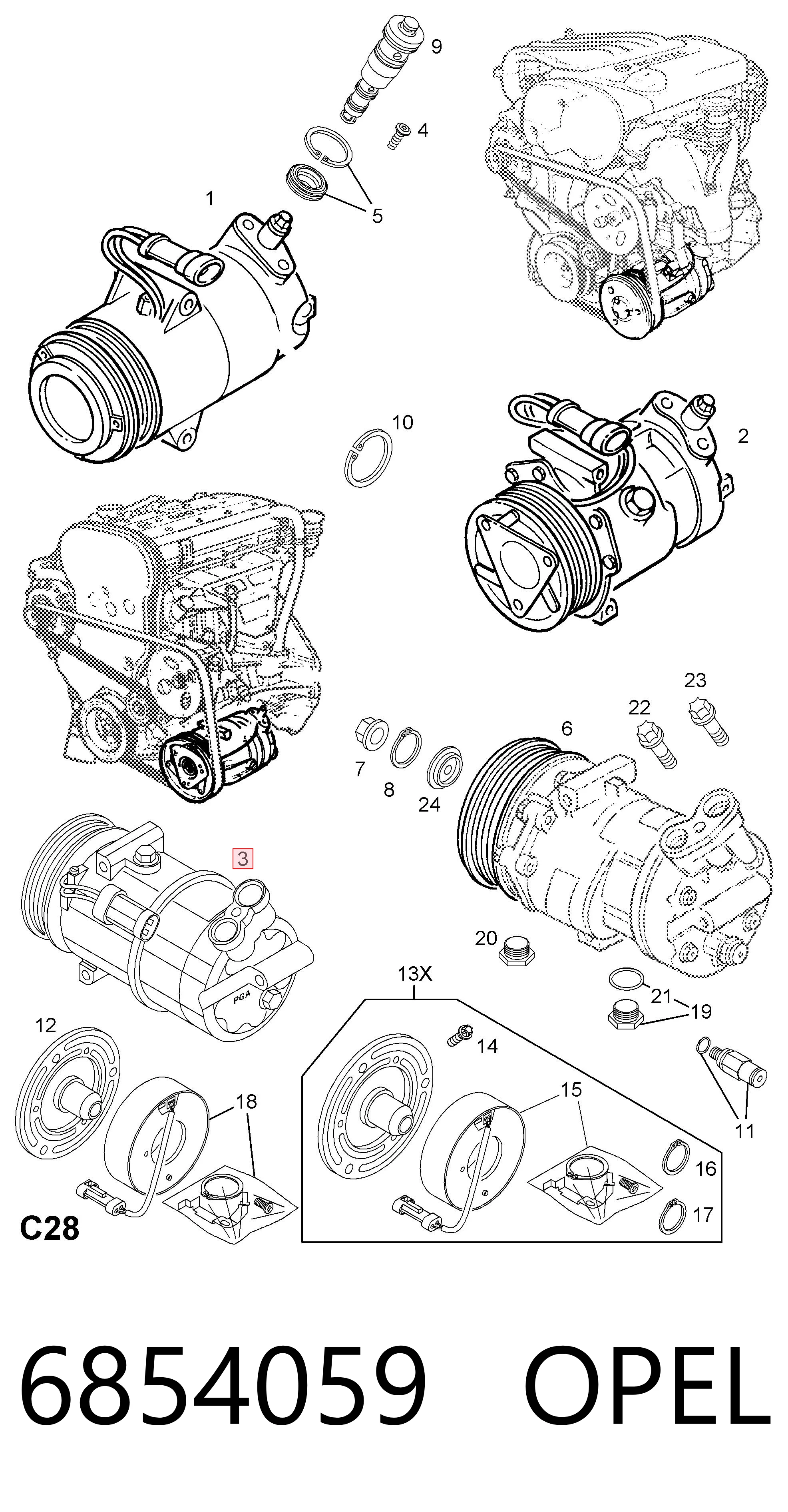 6854059 Opel Compresor climatizador
