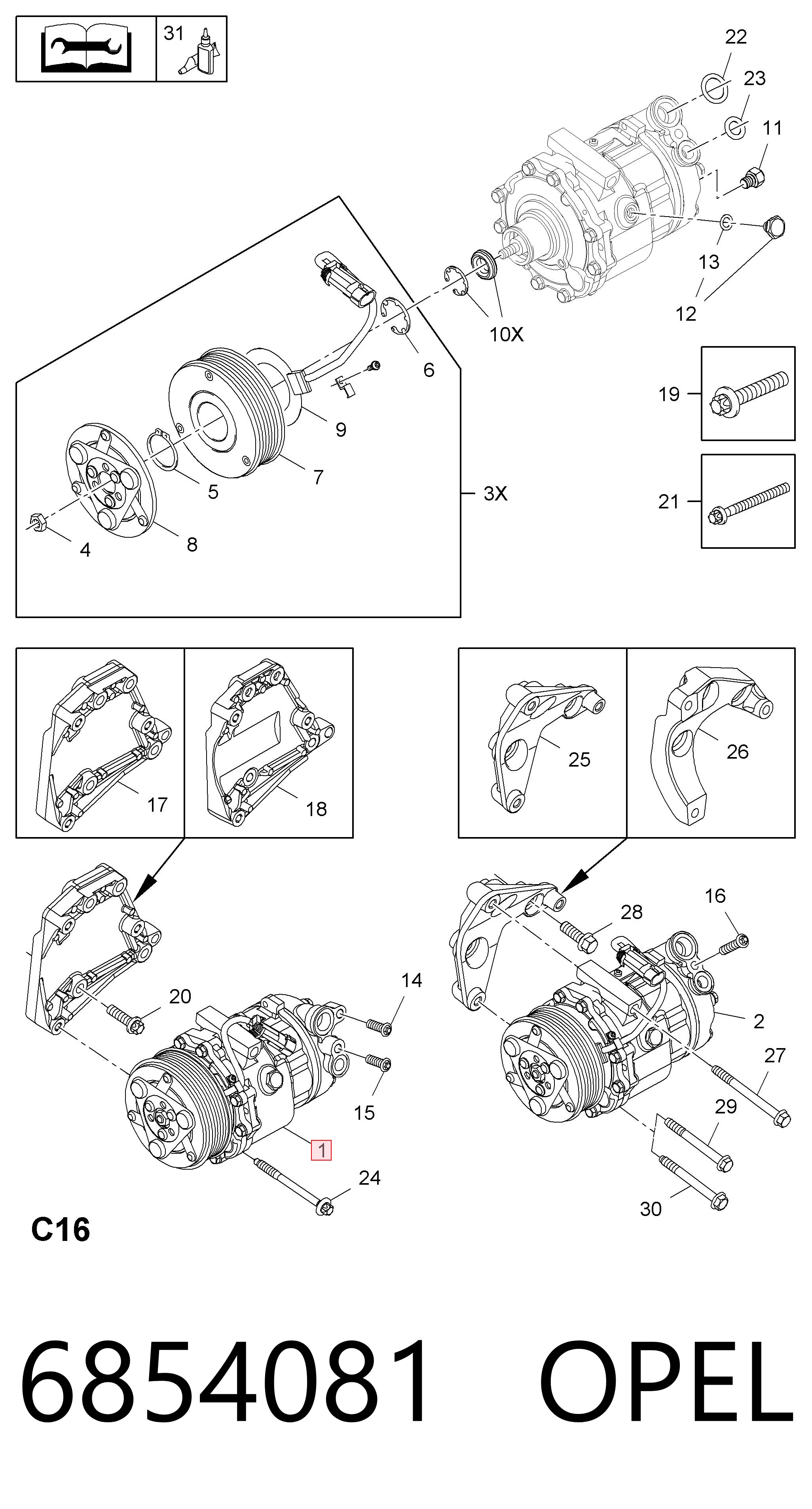 6854081 Opel Compresor climatizador