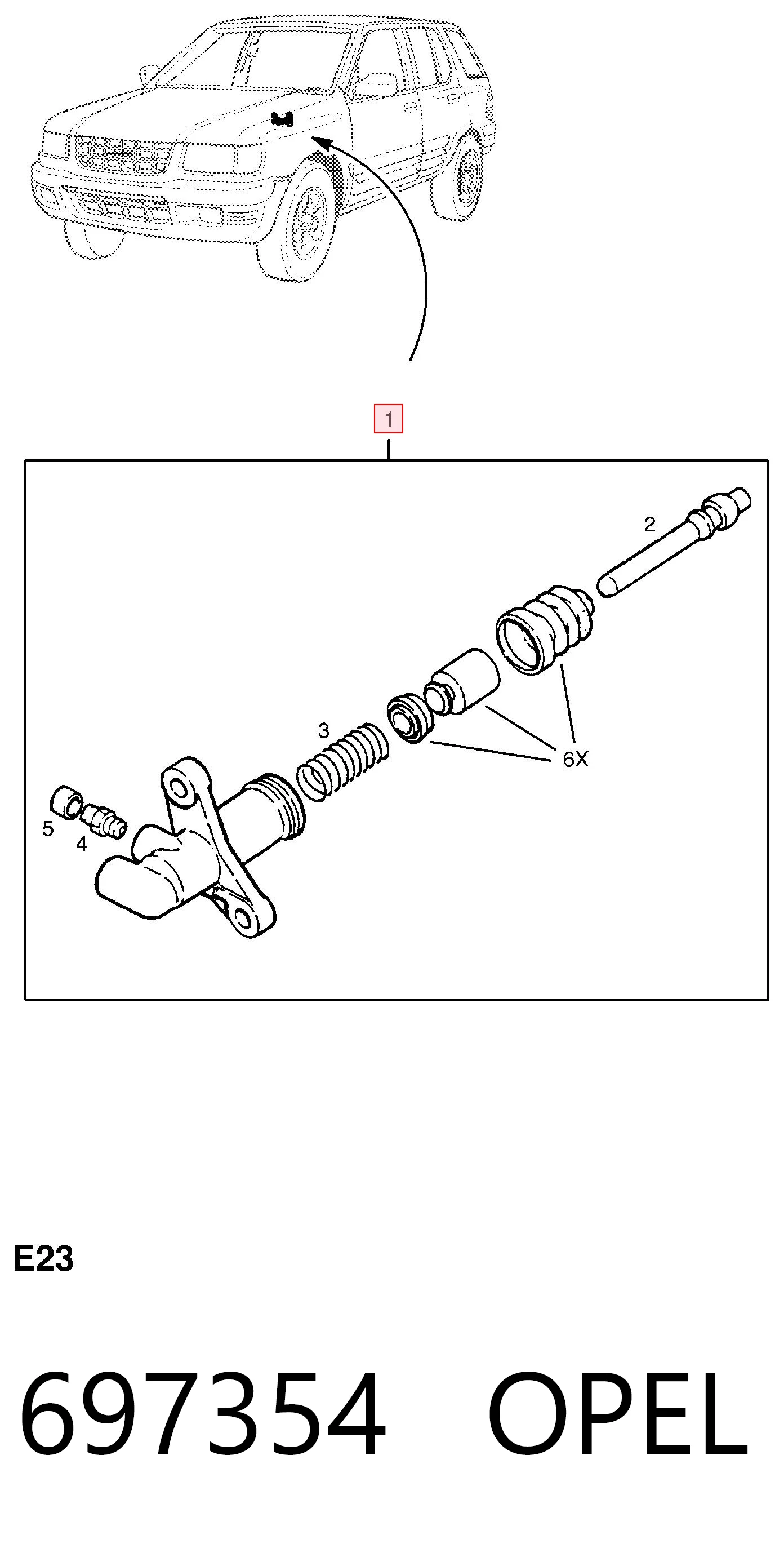 Cilindro receptor de embrague 697354 OPEL