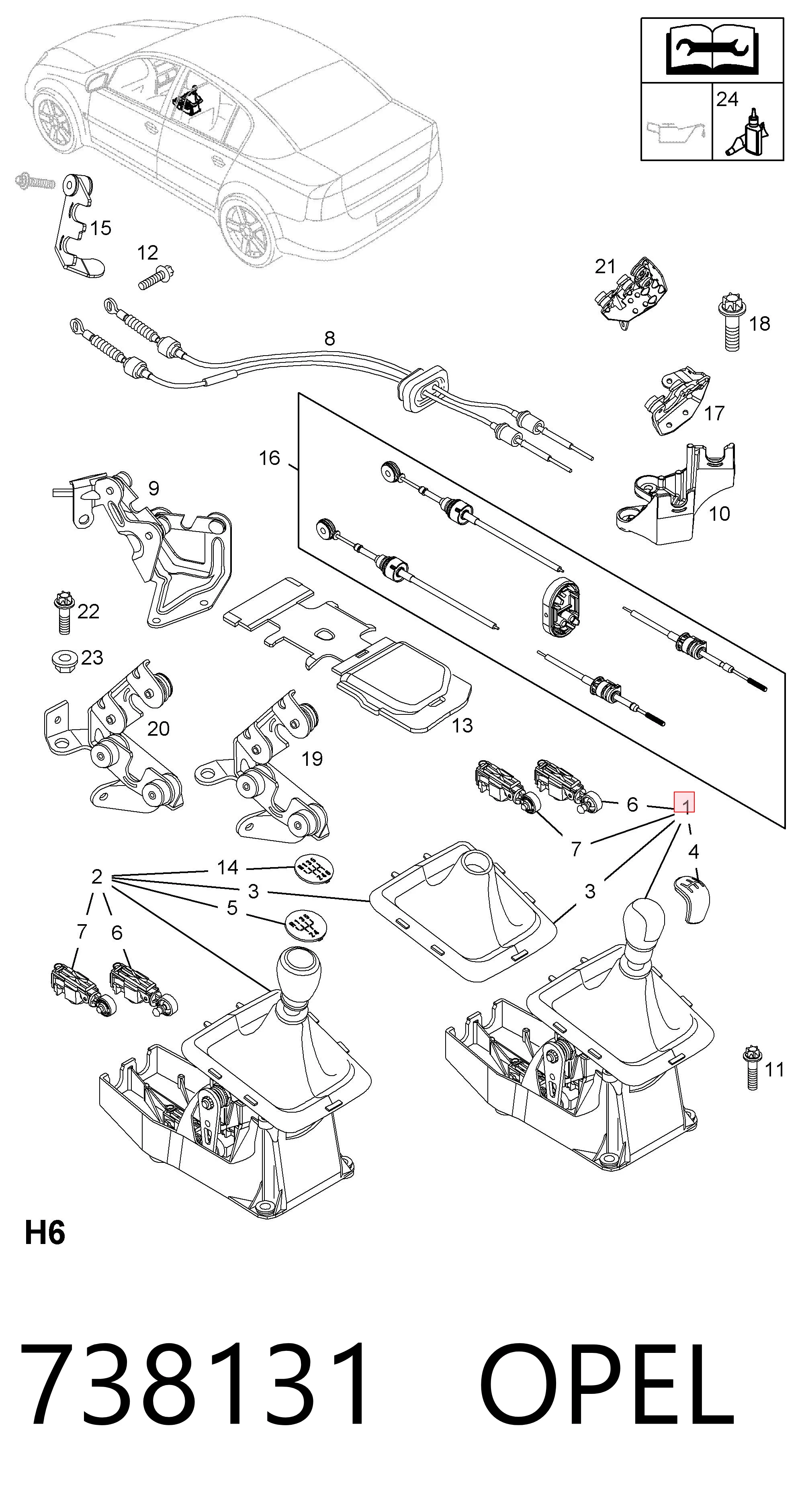 Palanca selectora cambio de marcha Opel Vectra  (2002-2008)