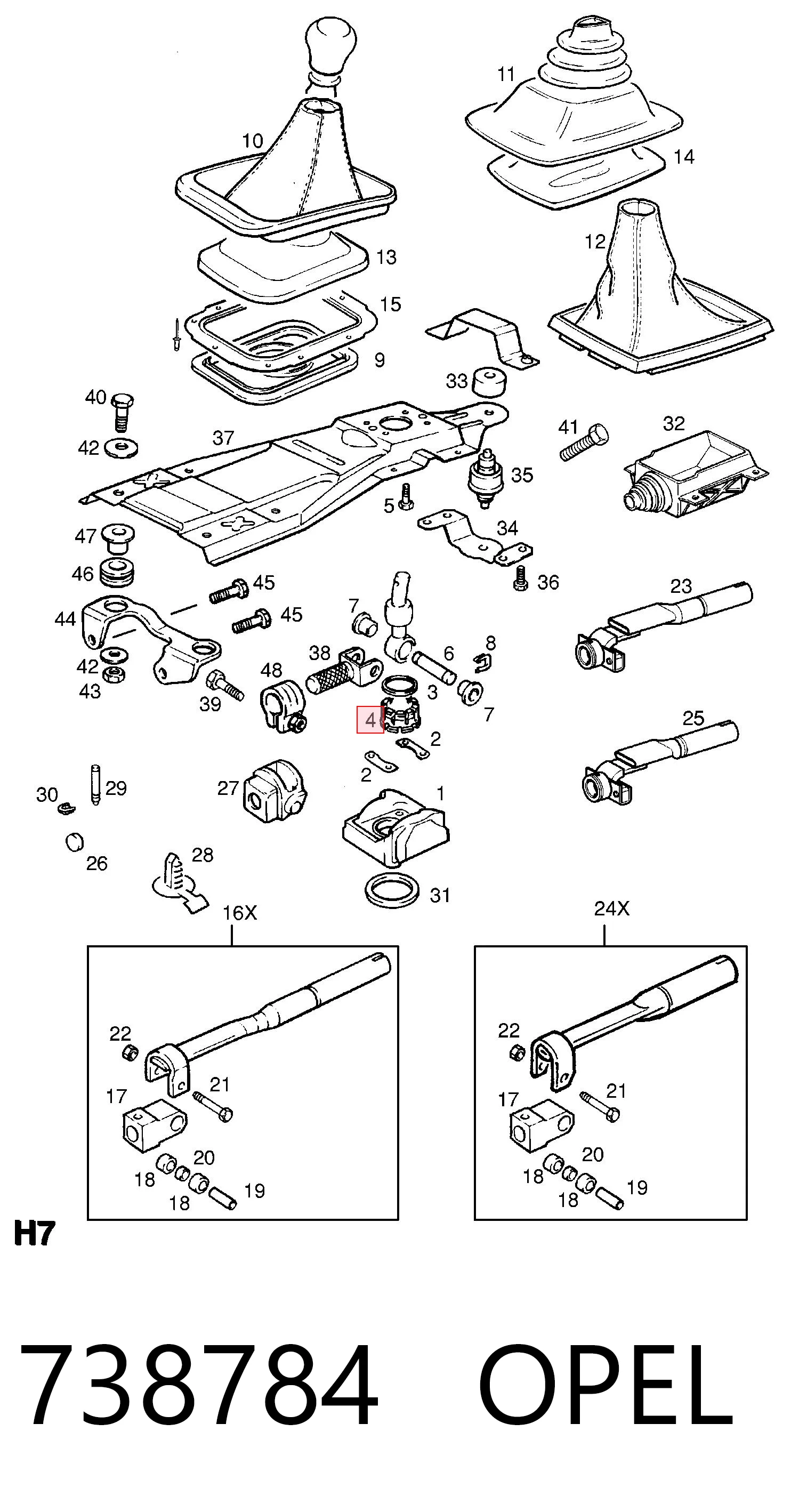 Casquillo palanca selector Opel Omega  (1994-2005)