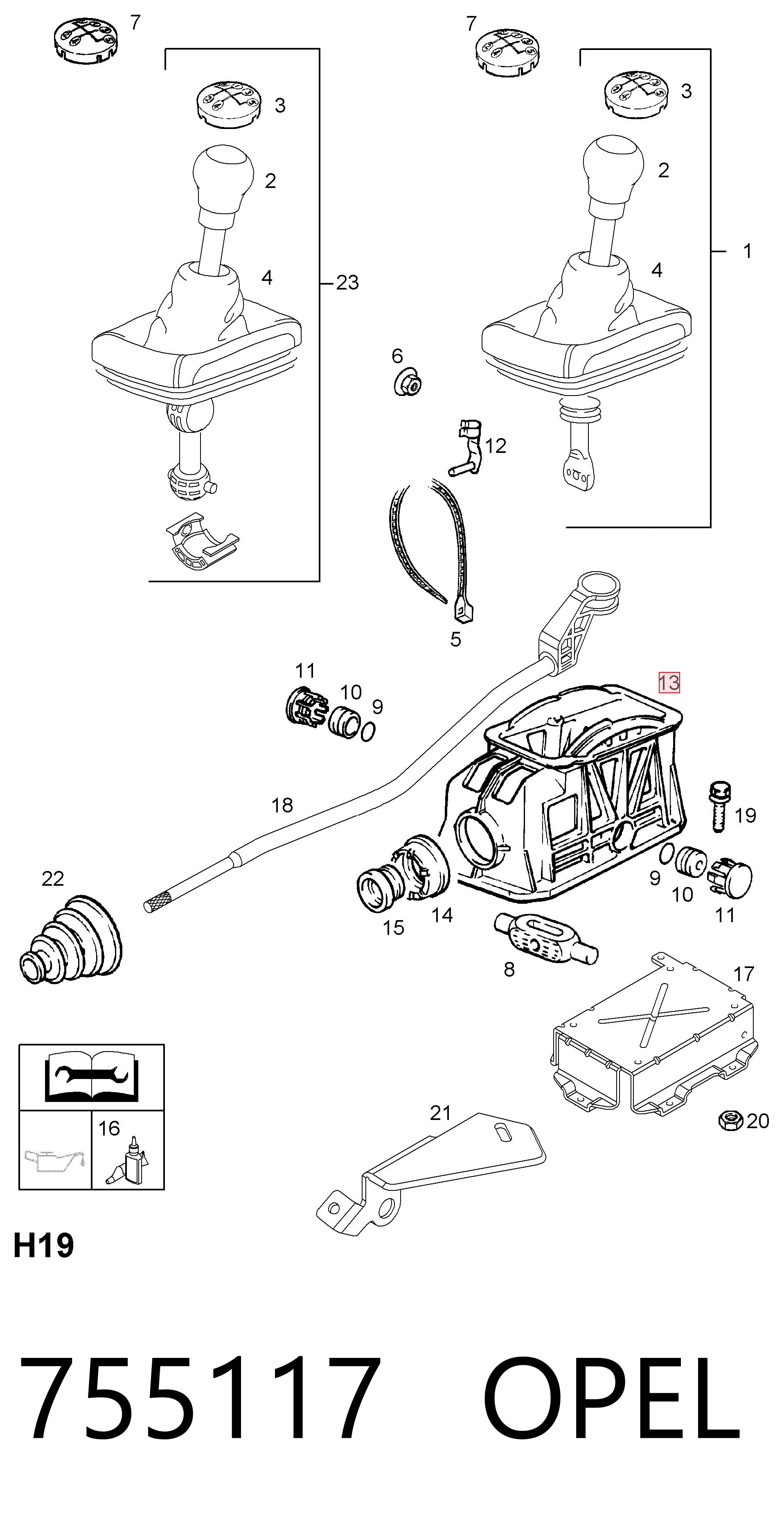 Palanca selectora cambio de marcha para Opel Astra G F69