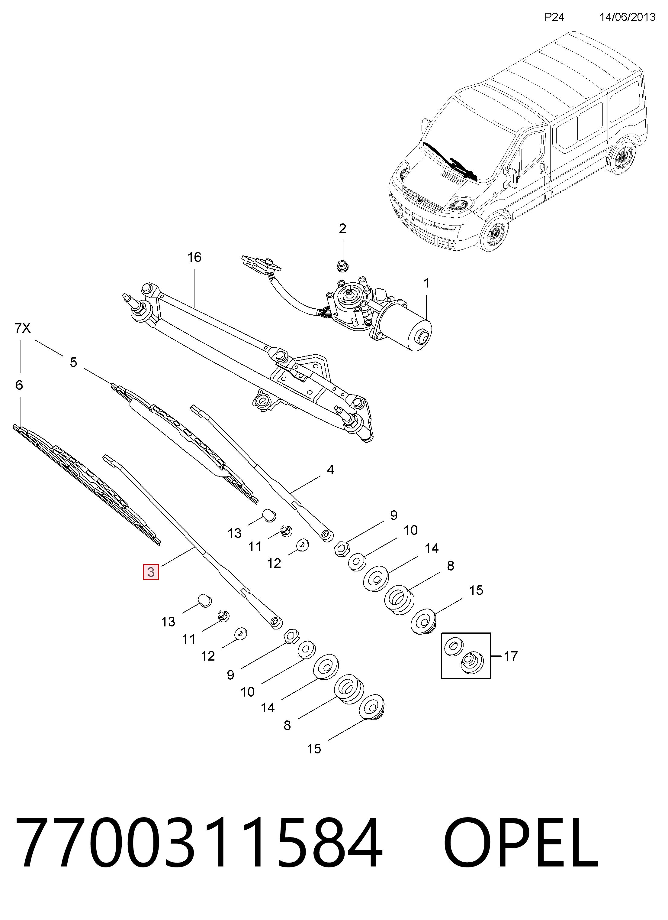 Brazo del limpiaparabrisas lavado de parabrisas para Renault Trafic II FL